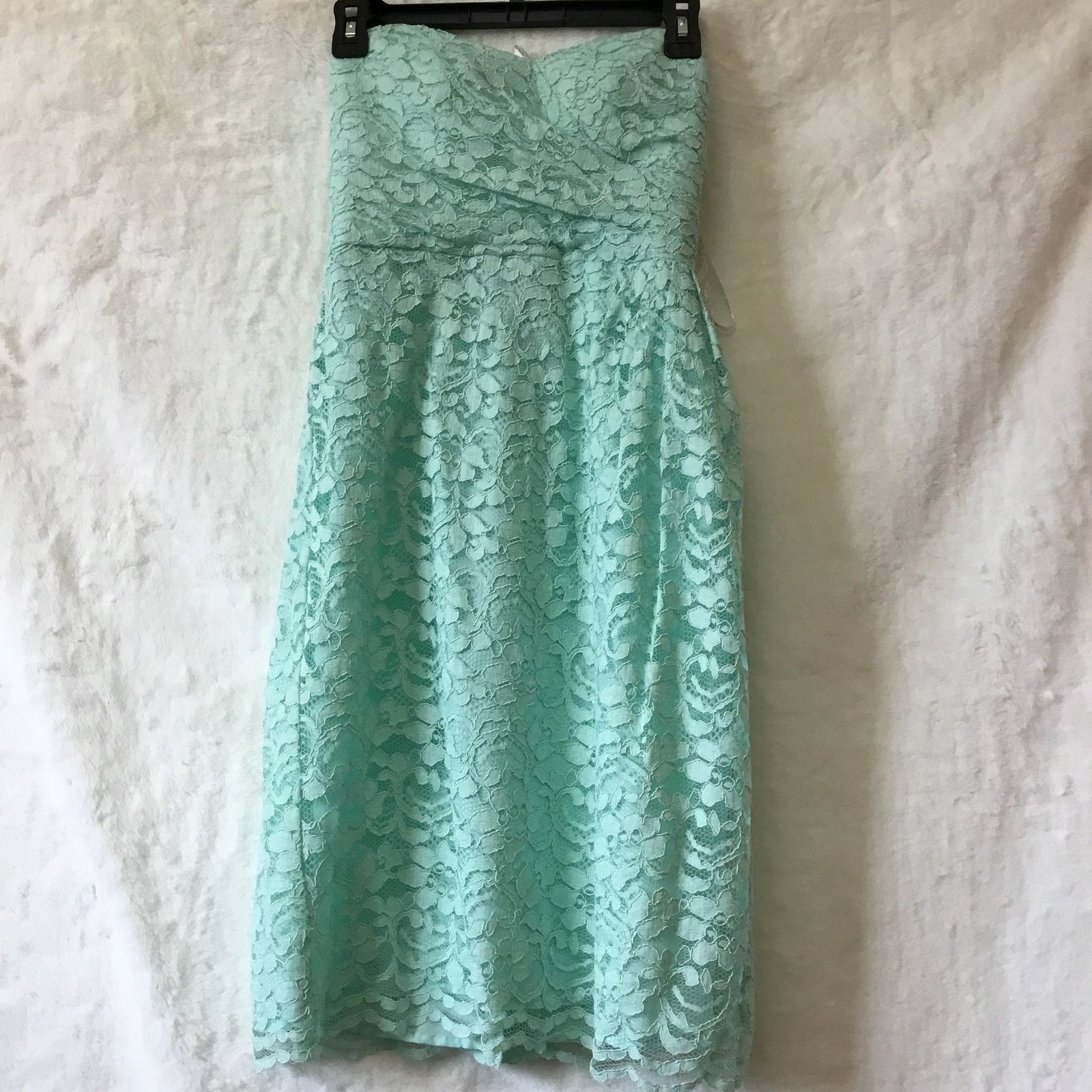 Other David’s Bridal Teal Short Strapless Lace Dress Size XS / US 0-2 / IT 36-38 - 3 Thumbnail