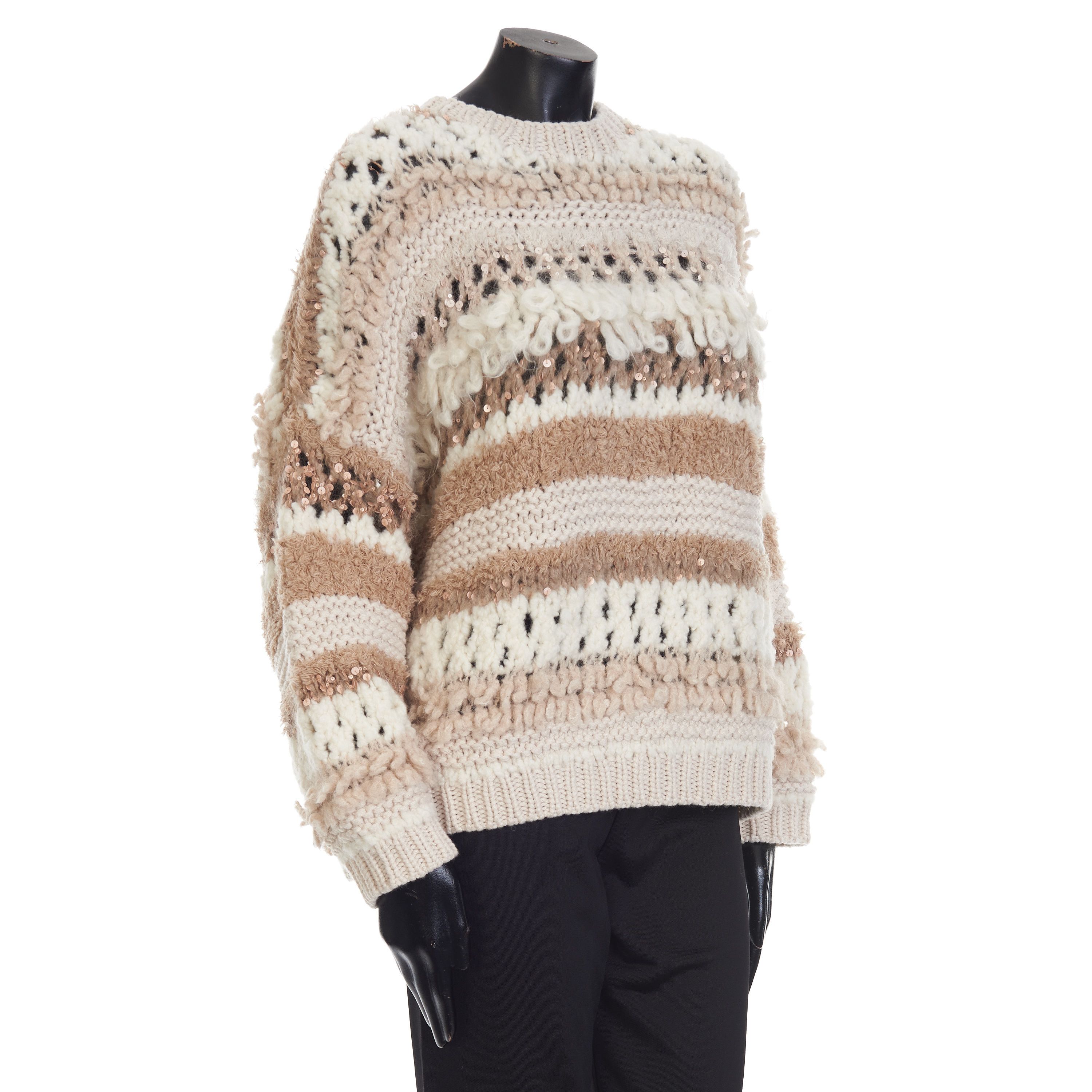 Brunello Cucinelli Sequined Cashmere Crewneck Sweater - Opera Knit, Textured Size L / US 10 / IT 46 - 9 Thumbnail