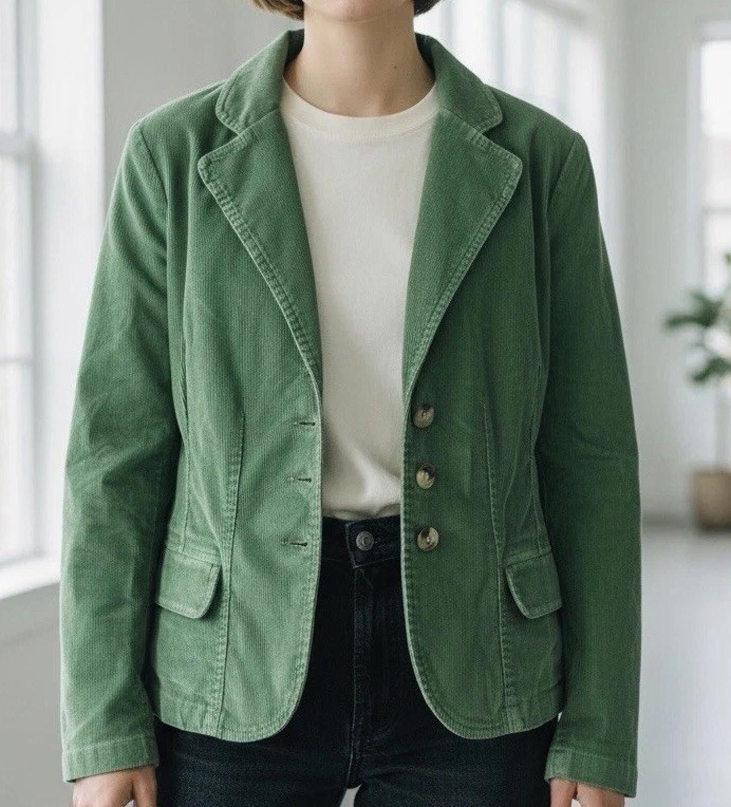 St. Johns Bay St Johns Bay Womens S Blazer Jacket Green Pinstripe Size S / US 4 / IT 40 - 1 Thumbnail