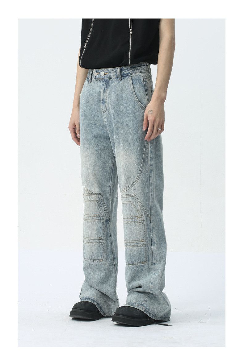 Japanese Brand × Jean Distressed blue design patchwork straight washed jeans Size US 32 / EU 48 - 6 Thumbnail