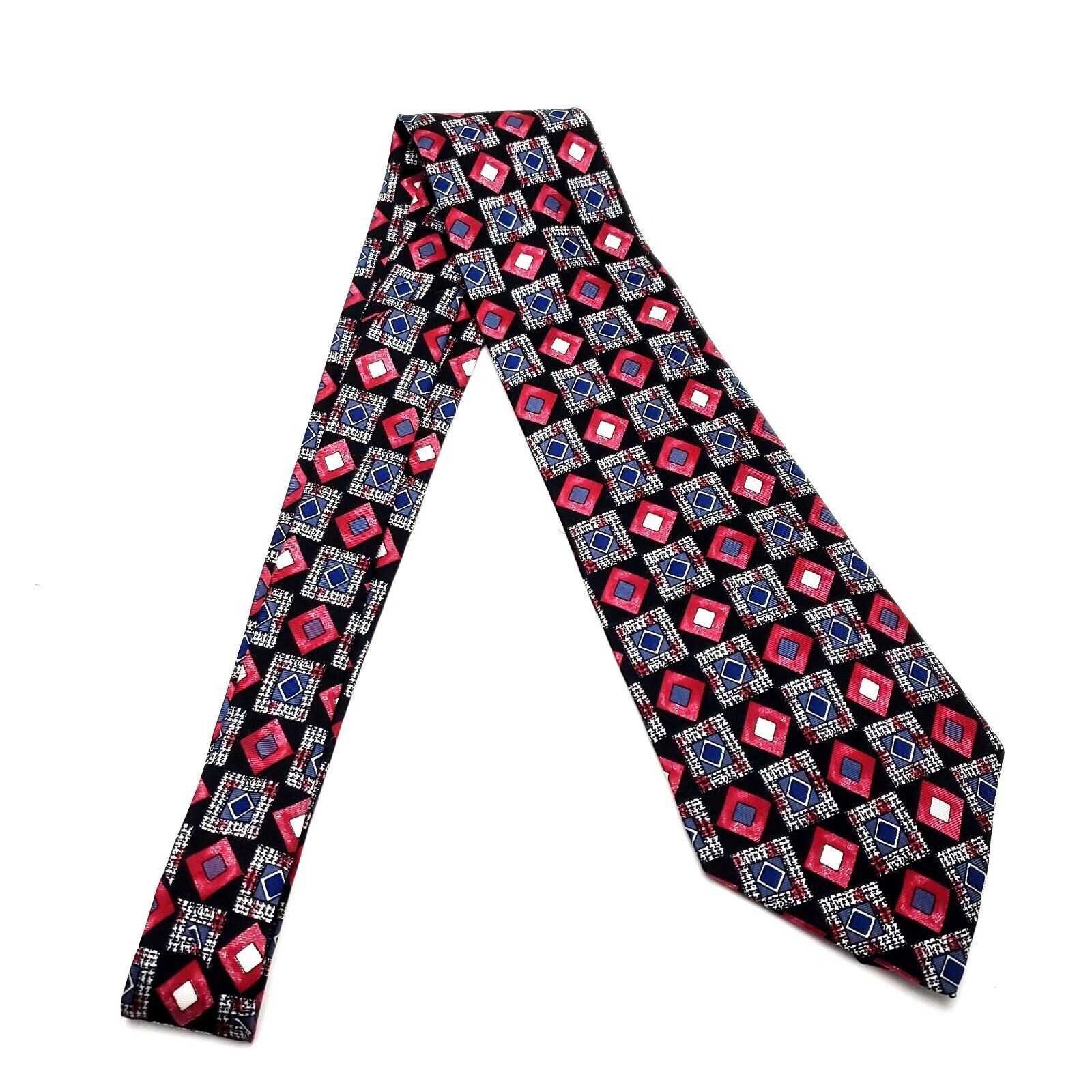Arrow Arrow Silk Tie Print Black Red Geometric Short Wide Size ONE SIZE - 6 Thumbnail