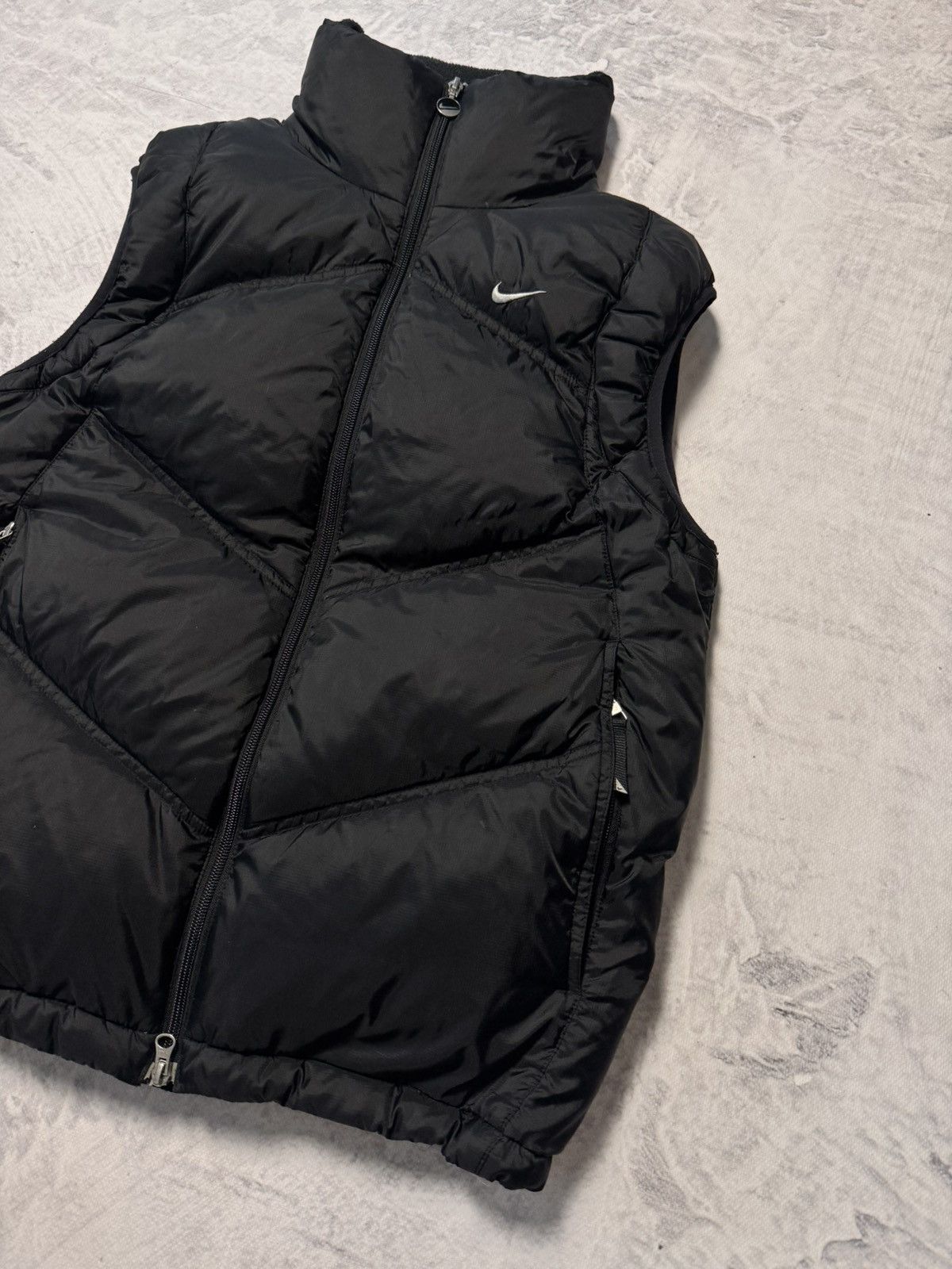 Nike × Vintage 00s Nike Vintage Drill Oversize Down Mini Swoosh Vest Y2K Size US S / EU 44-46 / 1 - 4 Thumbnail