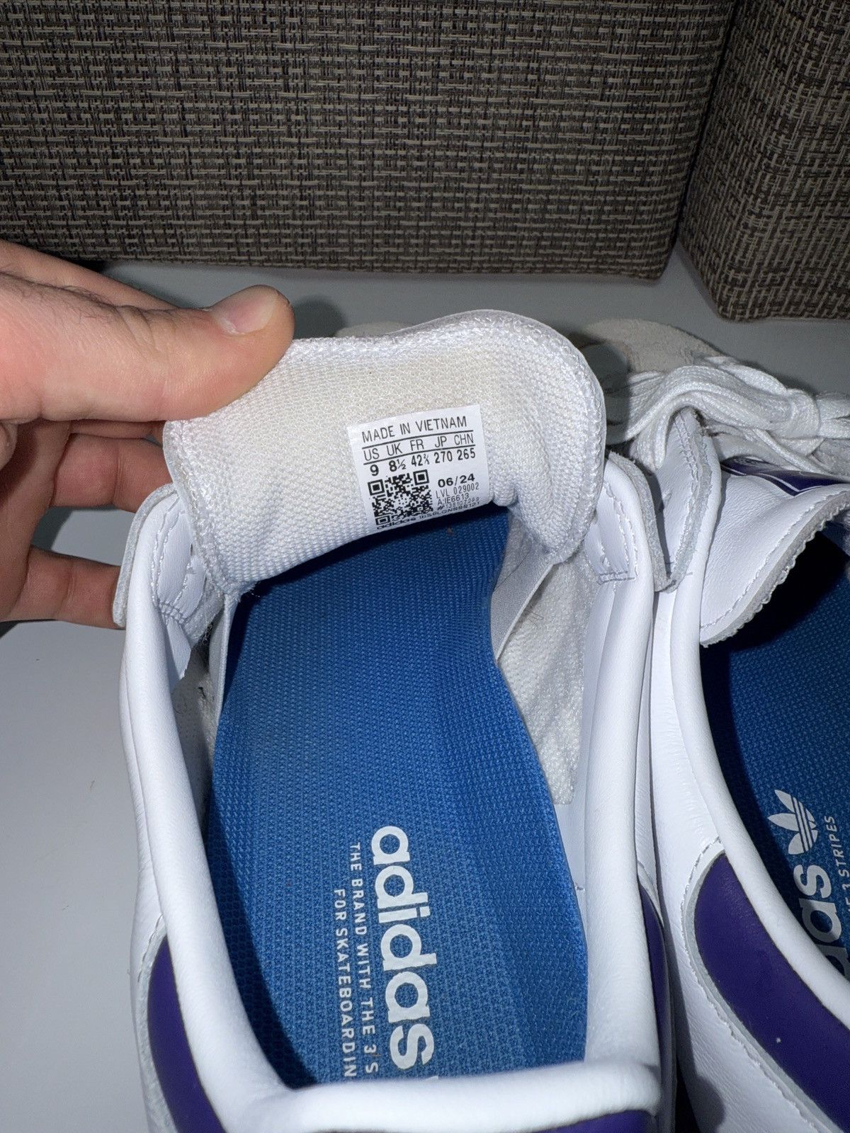 Adidas Sambas ADV White/Collegiate Purple Size US 9 / EU 42 - 7 Thumbnail