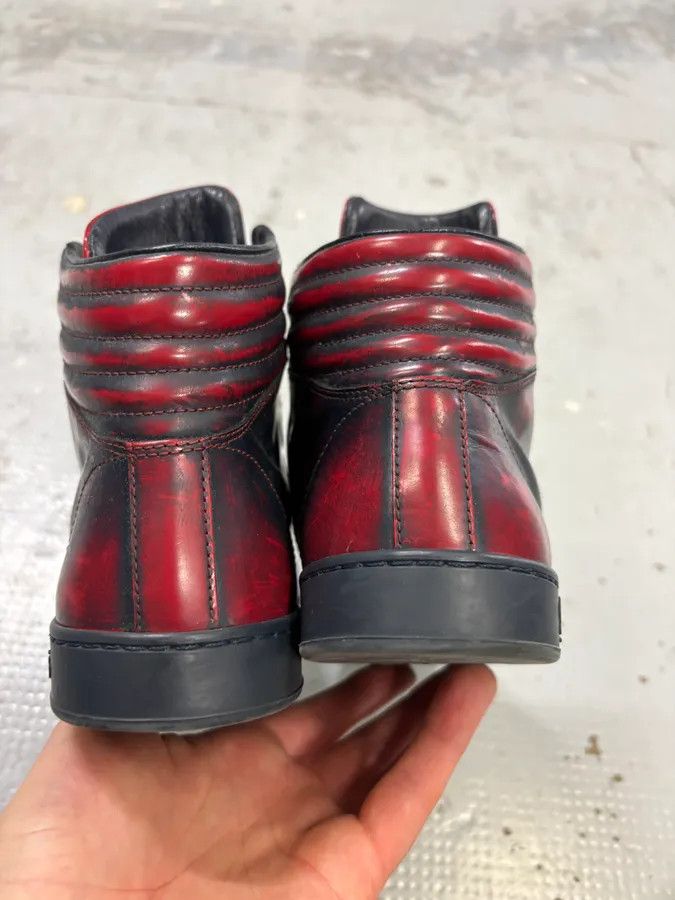 Gucci Gucci Red Black Leather Logo High-Top Sneakers Size US 6.5 / IT 36.5 - 6 Thumbnail