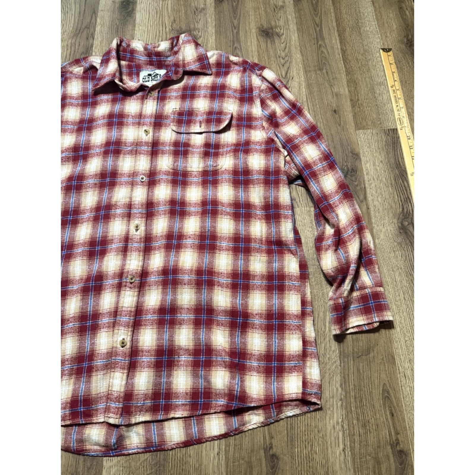 MILLY Old Mill Shirt Men’s XXL Red Brown White Blue Plaid Long Sleeve Button Up Size US XXL / EU 58 / 5 - 3 Thumbnail