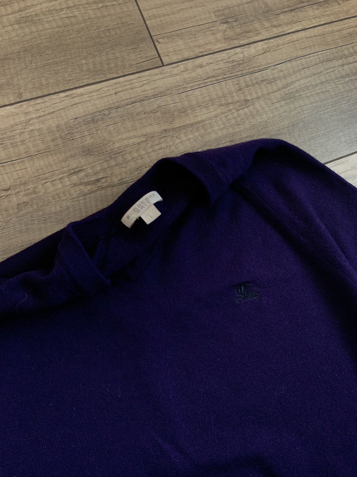 Burberry Burberry Brit Purple V Neck Wool Sweater Pullover Size US L / EU 52-54 / 3 - 4 Thumbnail