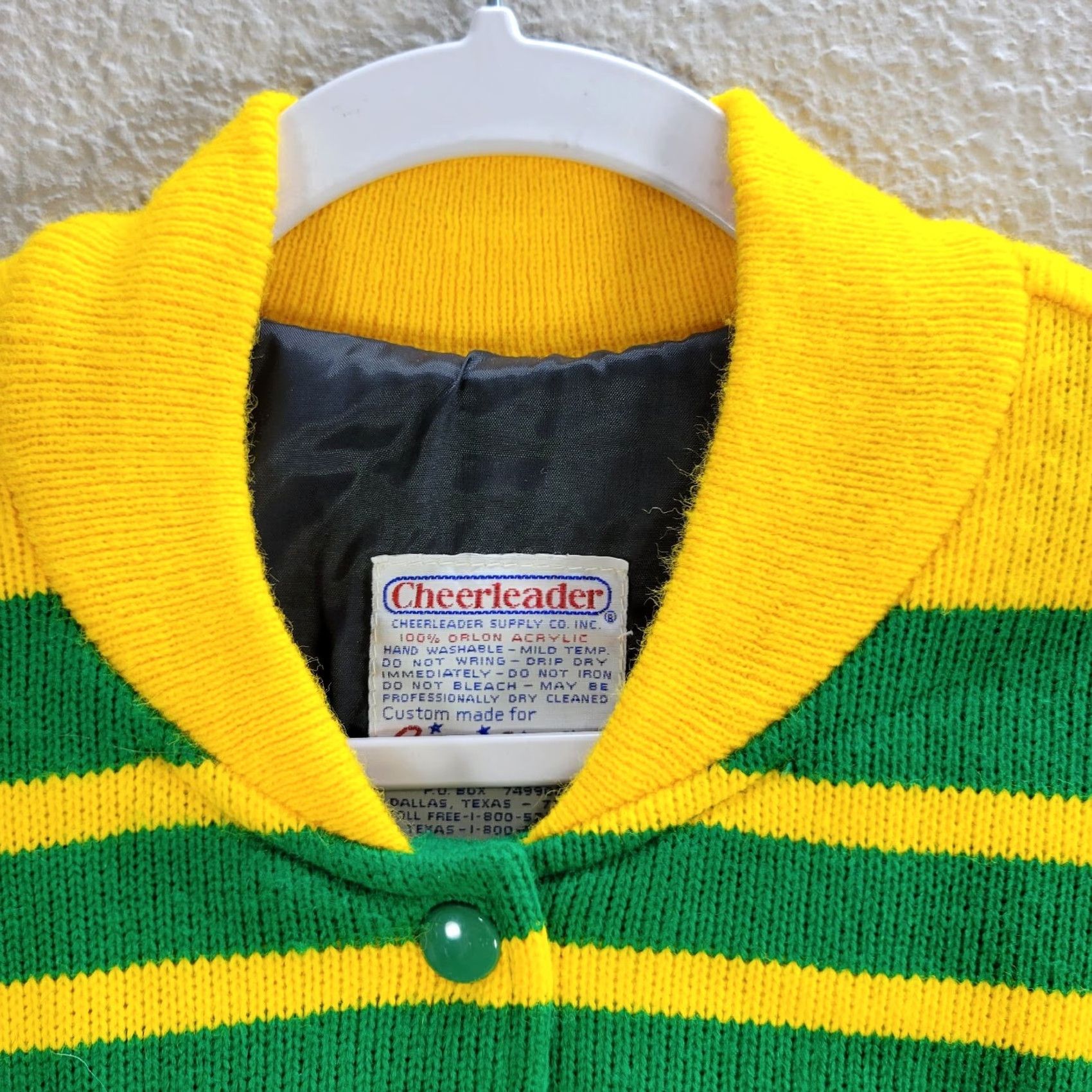 Vintage Vtg Cheerleader Jacket Womens Bomber Knit Lined Sz M Green Sn ap Button Logo 1970s Snap Buttons Wool Wool? Size M / US 6-8 / IT 42-44 - 5 Thumbnail