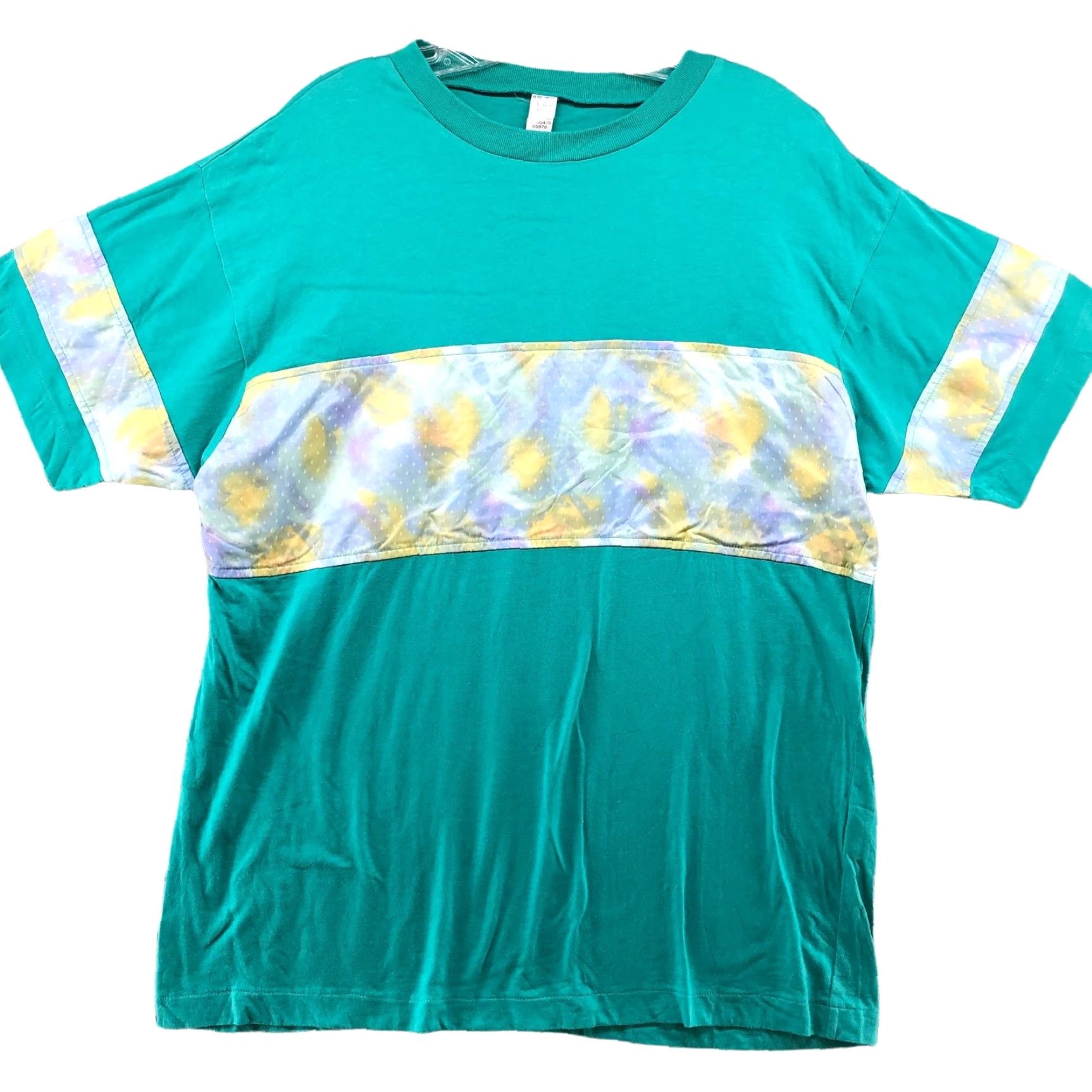 Altea Vintage T Shirt Womens L/XL 90s Short Sleeve Crewneck Teal Tie Dye Print Cotton Blue Hipster Retro Art Women Size M / US 6-8 / IT 42-44 - 2 Thumbnail