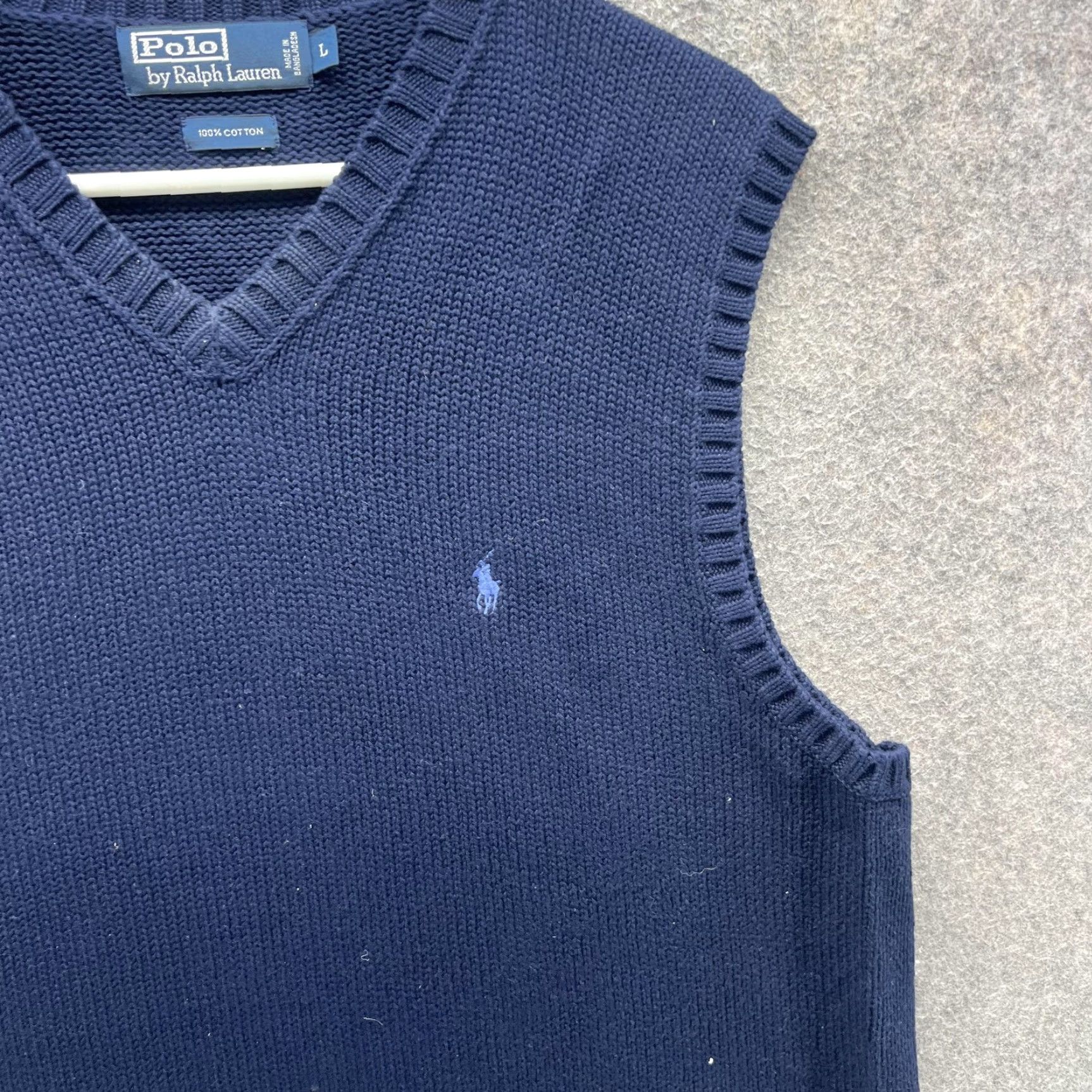 Polo Ralph Lauren Polo Ralph Lauren Sweater Vest Mens Large Blue 100% Cotton V Neck Pony Logo Vest, Knit, Solid, Casual, Fall Mens L Size US L / EU 52-54 / 3 - 5 Thumbnail