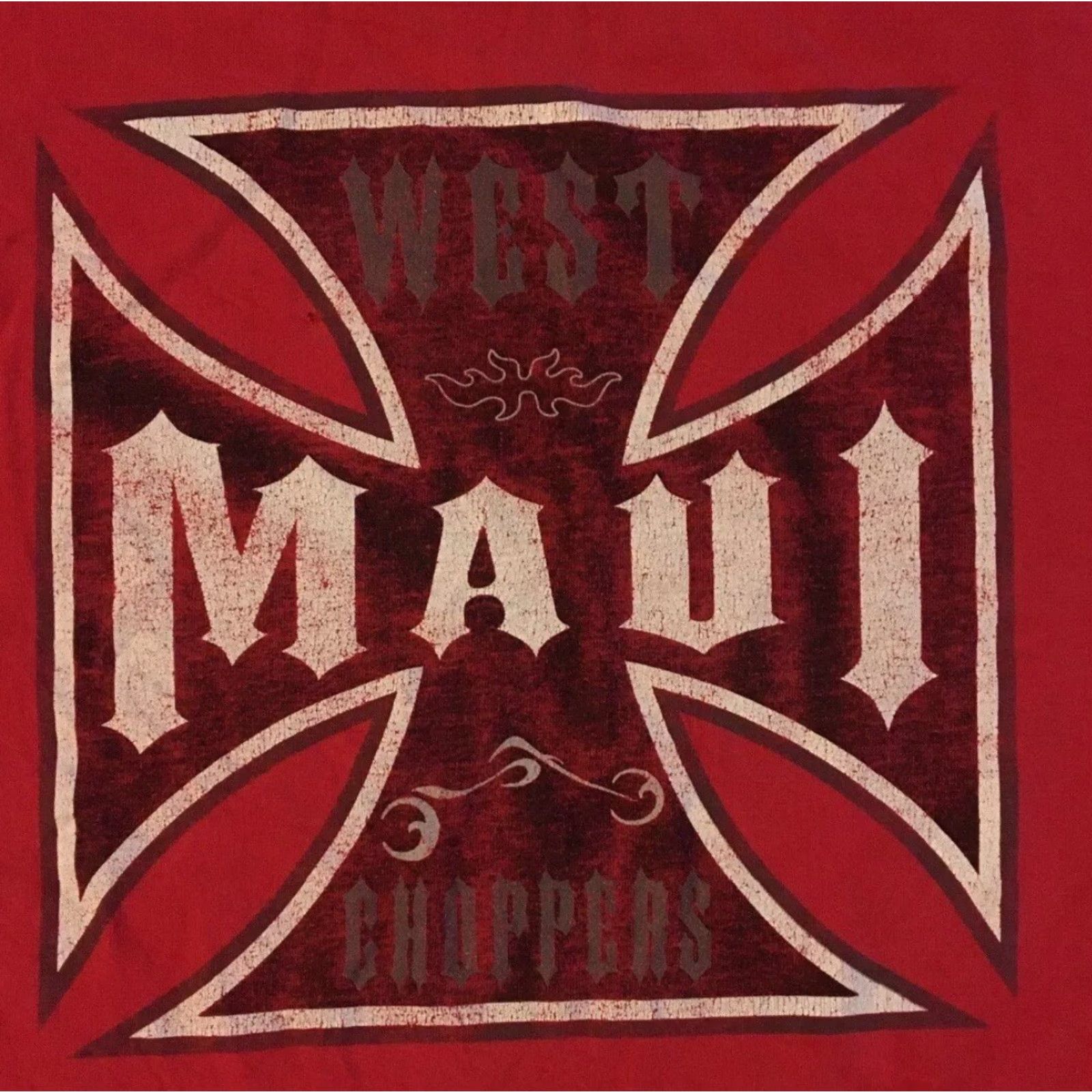 Vintage VINTAGE West Coast Choppers Faded Distressed Maui Shirt M Red 90s Biker Harley Grunge Hawaii Japan/USA? Size US M / EU 48-50 / 2 - 3 Thumbnail