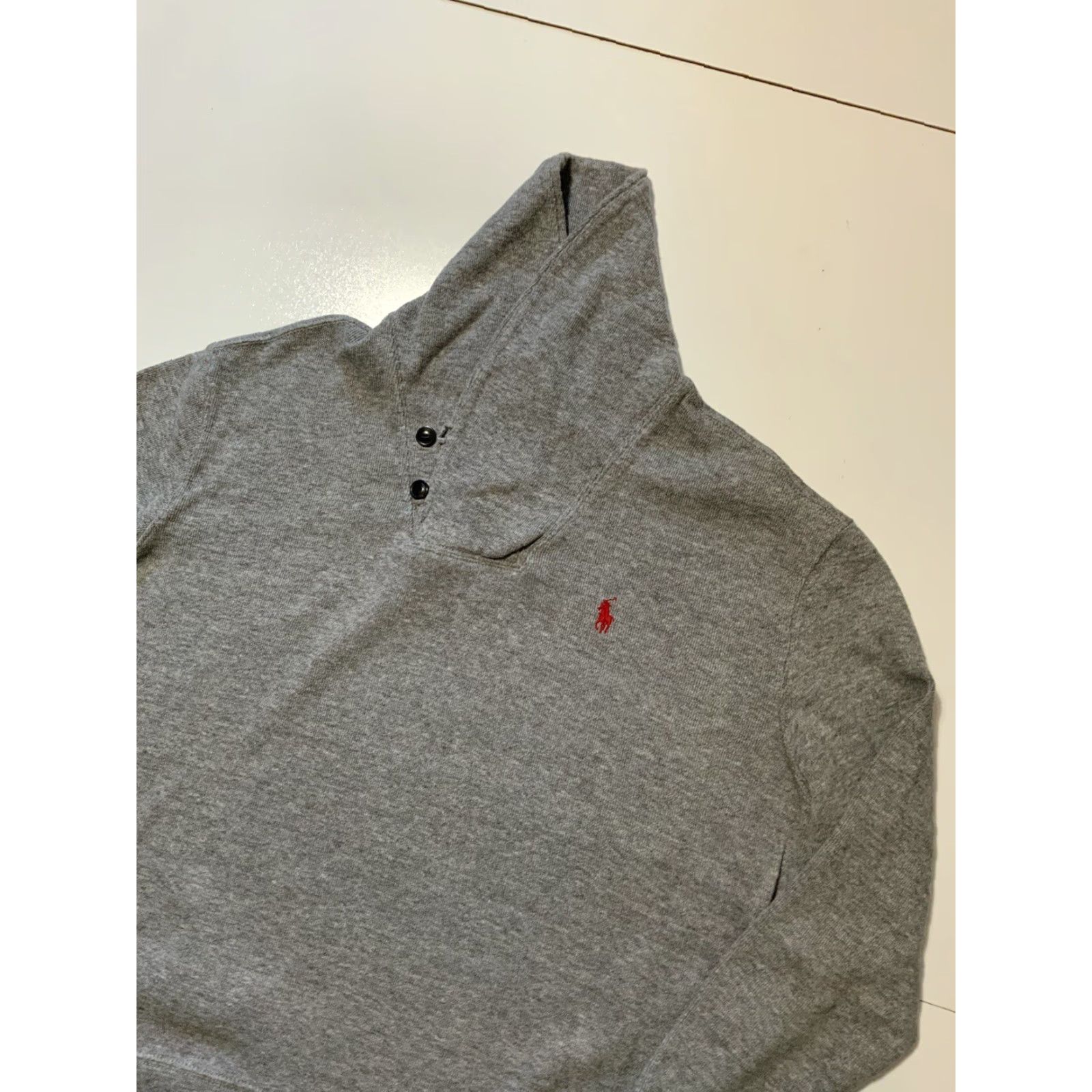 Polo Ralph Lauren VINTAGE Polo Ralph Lauren Pony Player Logo Rib Cotton Gray Shawl Estate Sweater Sz. L Size US L / EU 52-54 / 3 - 3 Thumbnail