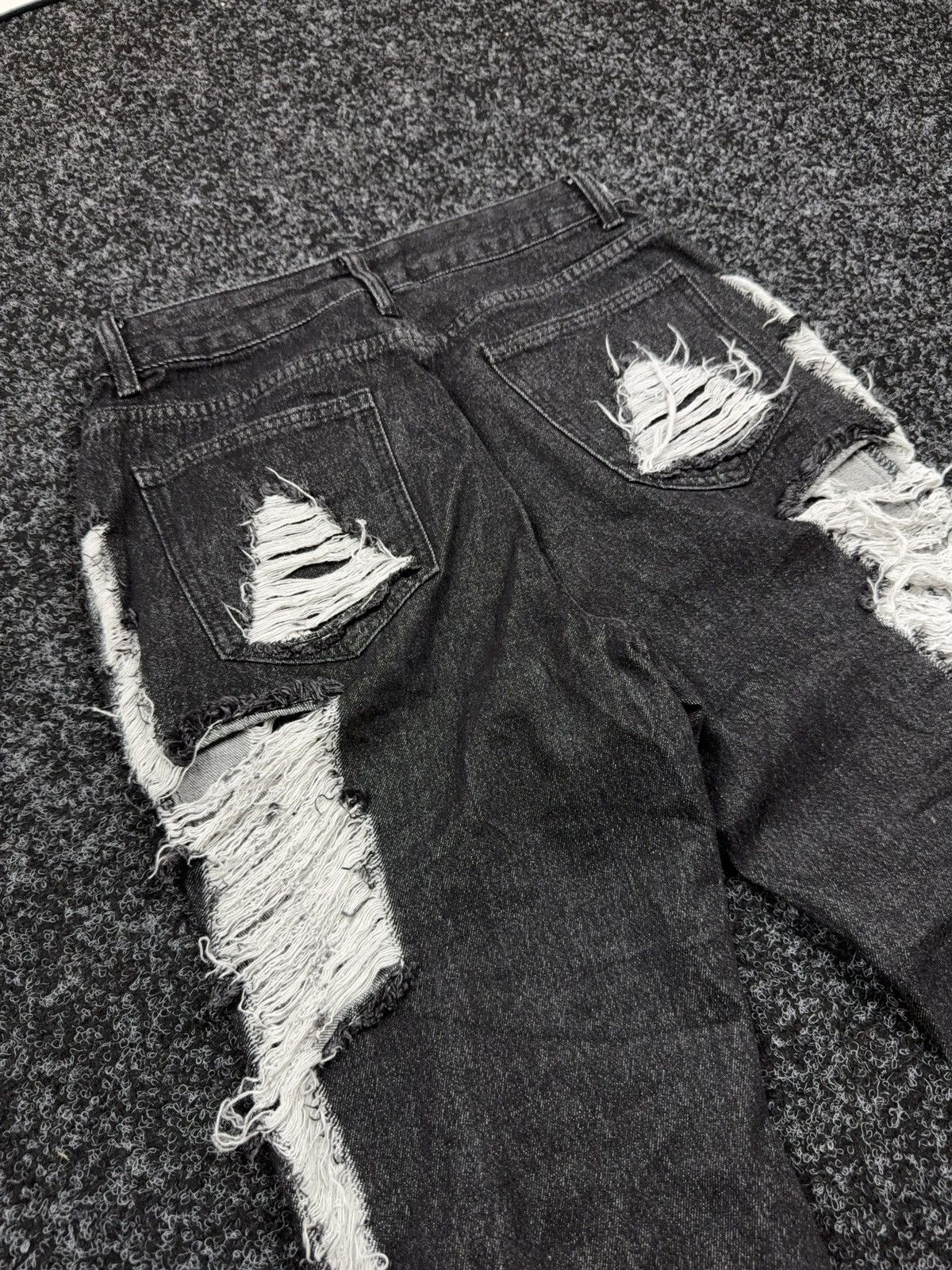 If Six Was Nine Japanese 00s LGB Black Distressed Bootcut Flared Denim Jeans Size 28" / US 6 / IT 42 - 14 Thumbnail