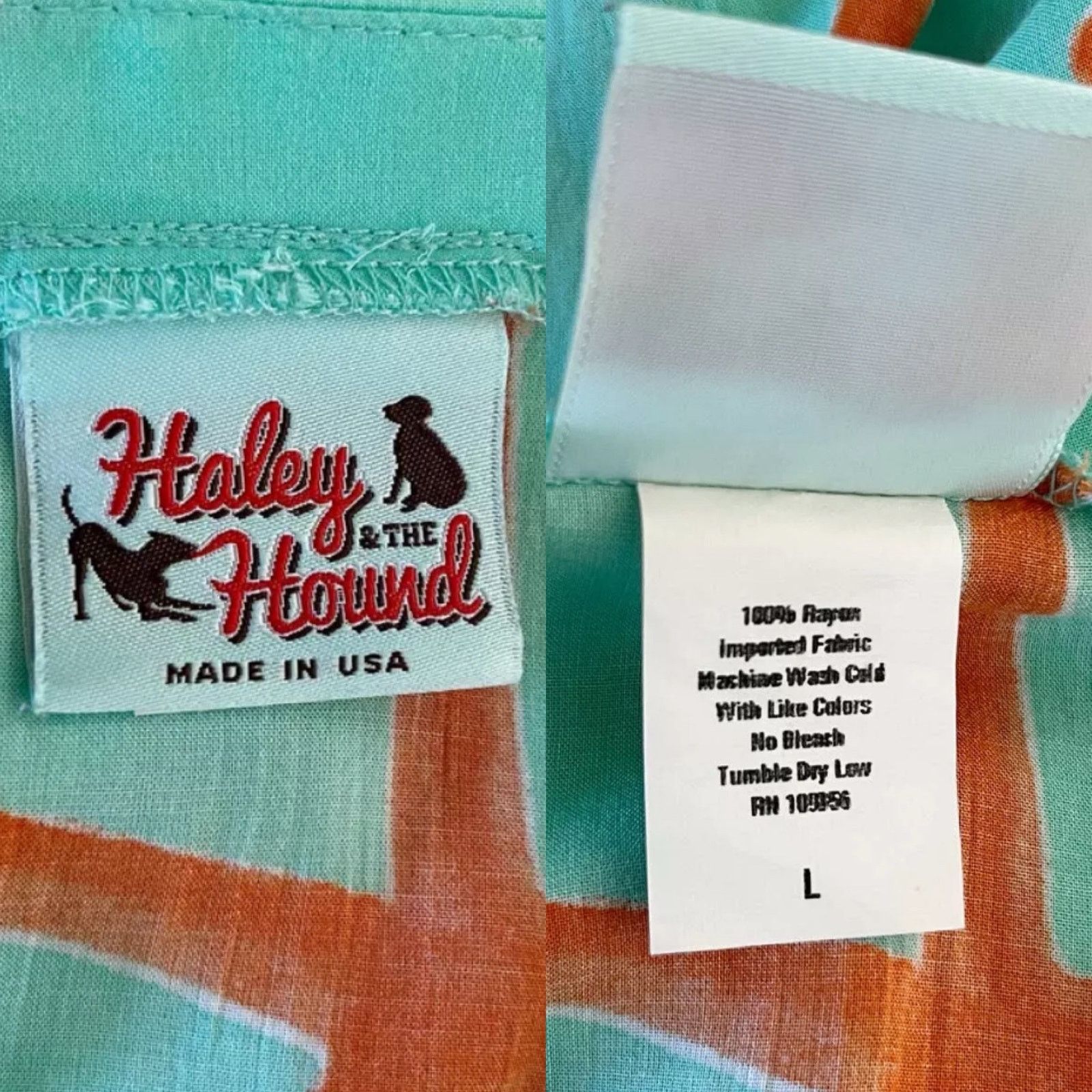 Other Haley and the Hound Starfish Button Down Blouse L Mint Coral Size L / US 10 / IT 46 - 8 Thumbnail