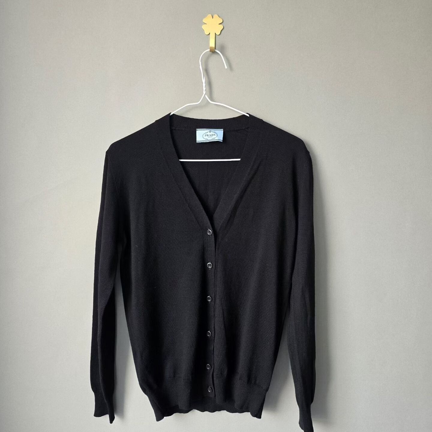 Prada prada black knit wool cardigan Size S / US 4 / IT 40 - 1 Thumbnail