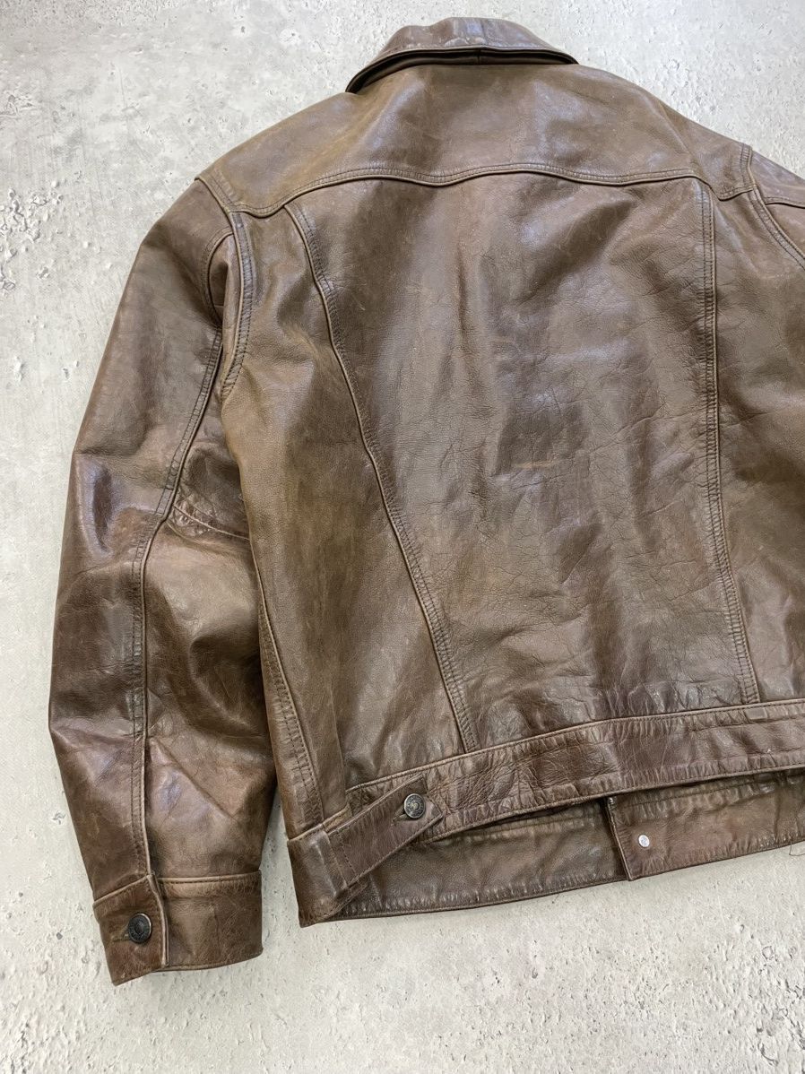 Gap GAP distressed leather trucker jacket y2k balenciaga style Size US L / EU 52-54 / 3 - 10 Thumbnail