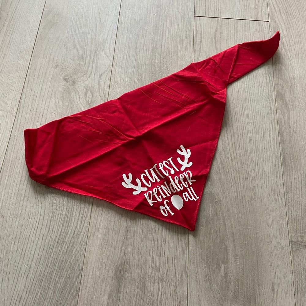 Designer Red Reindeer Statement Dog Bandana Size ONE SIZE - 3 Thumbnail