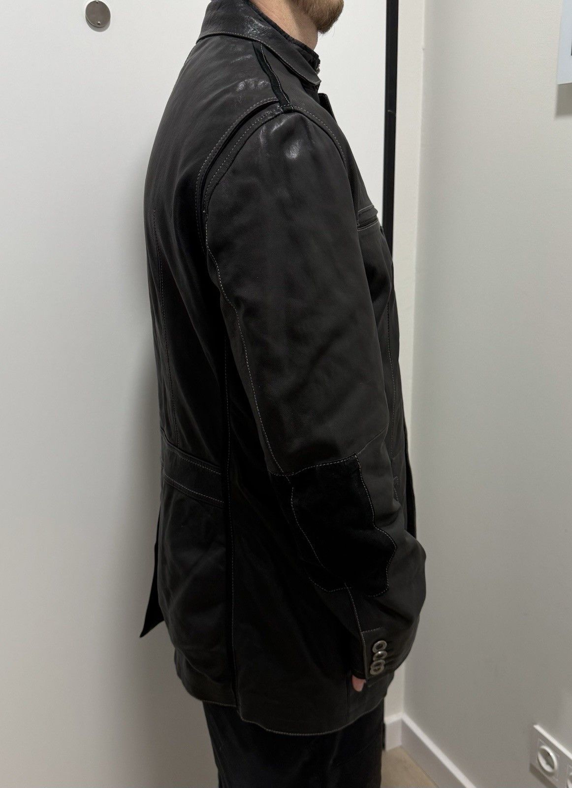 Guy Laroche Vintage Guy Laroche Homme Mens Leather Jacket Hybrid Coat Size US L / EU 52-54 / 3 - 12 Thumbnail