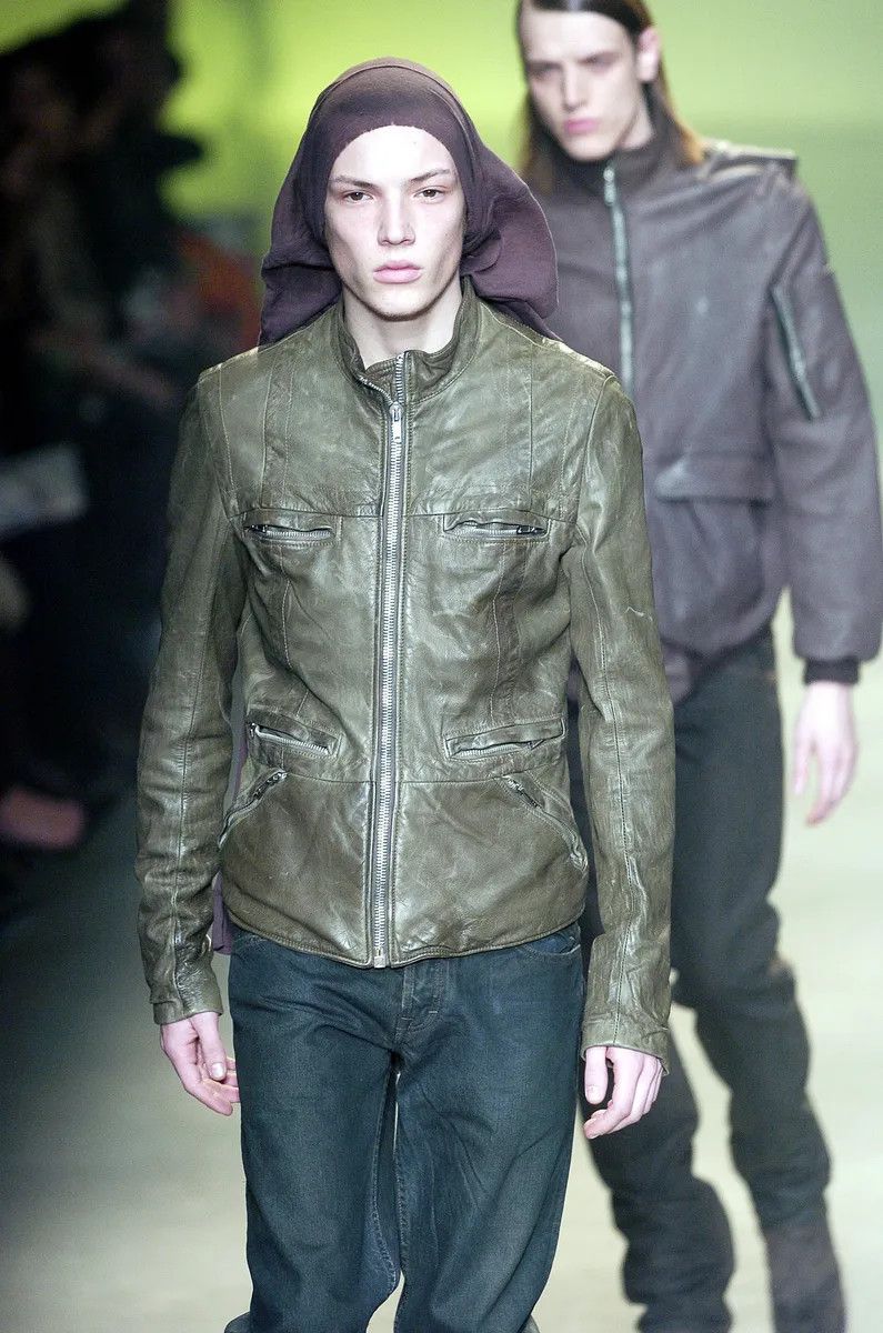 Rick Owens AW2004 Rick Owens Cargo Pocket Khaki Leather Jacket Size US M / EU 48-50 / 2 - 2 Thumbnail