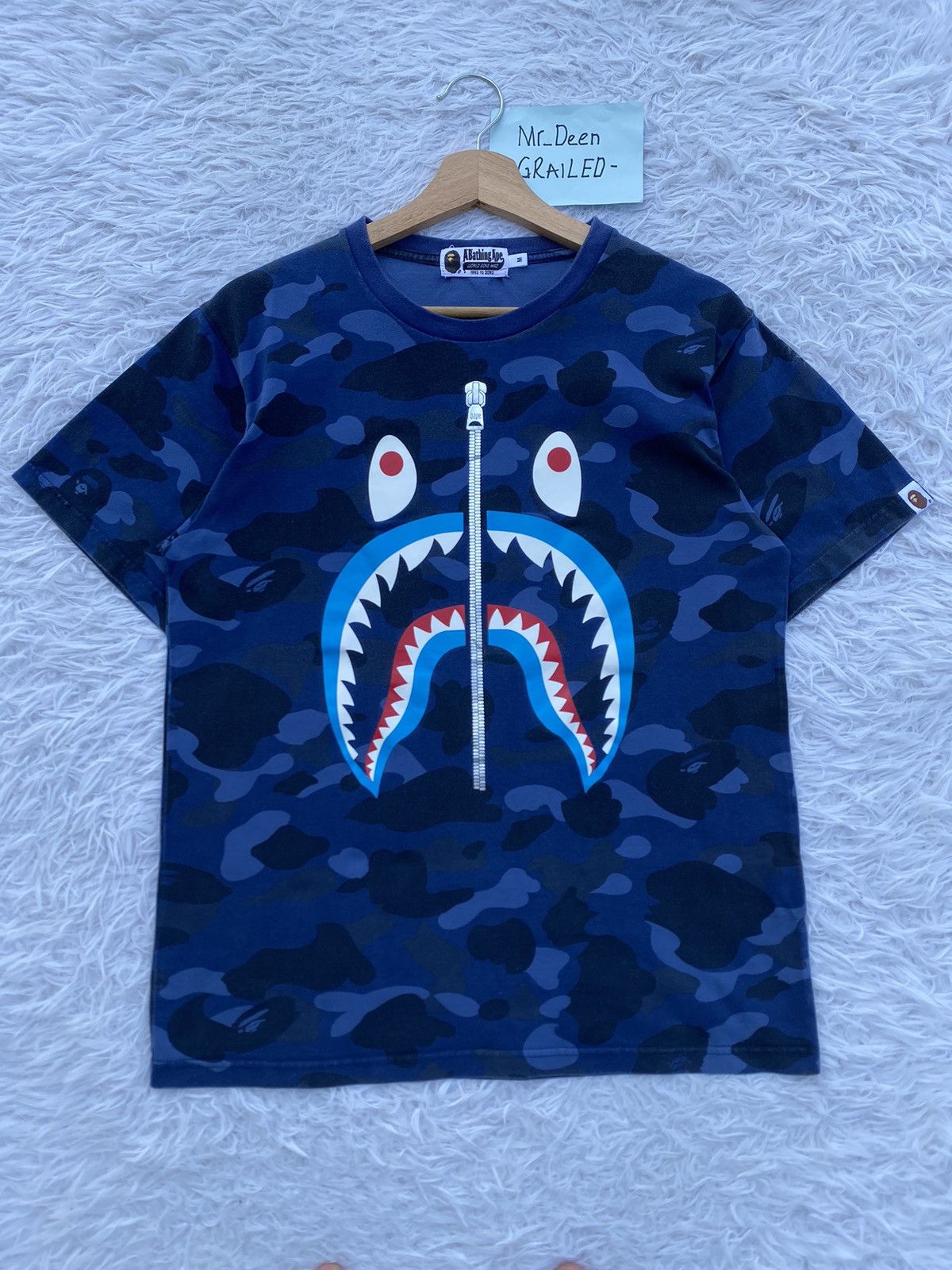 Bape Rare BAPE Shark Camo Blue Tshirt Size US M / EU 48-50 / 2 - 1 Thumbnail