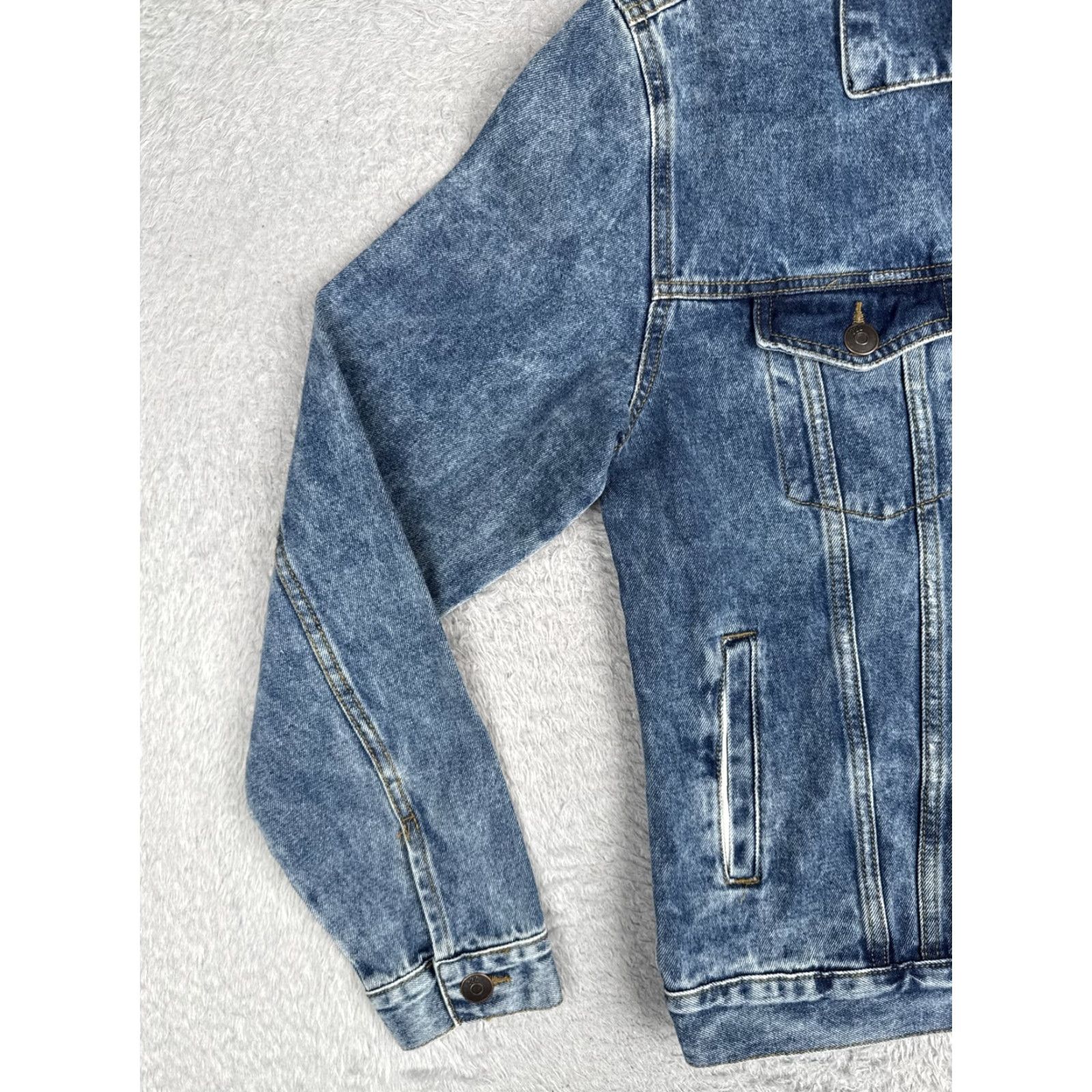 Denime Adam Levine Jacket Womens L Blue Denim Palms Casino Gambling Slots 777 Lucky Printed PALMS Patch Embroidered 777 Graphic Size L / US 10 / IT 46 - 3 Thumbnail