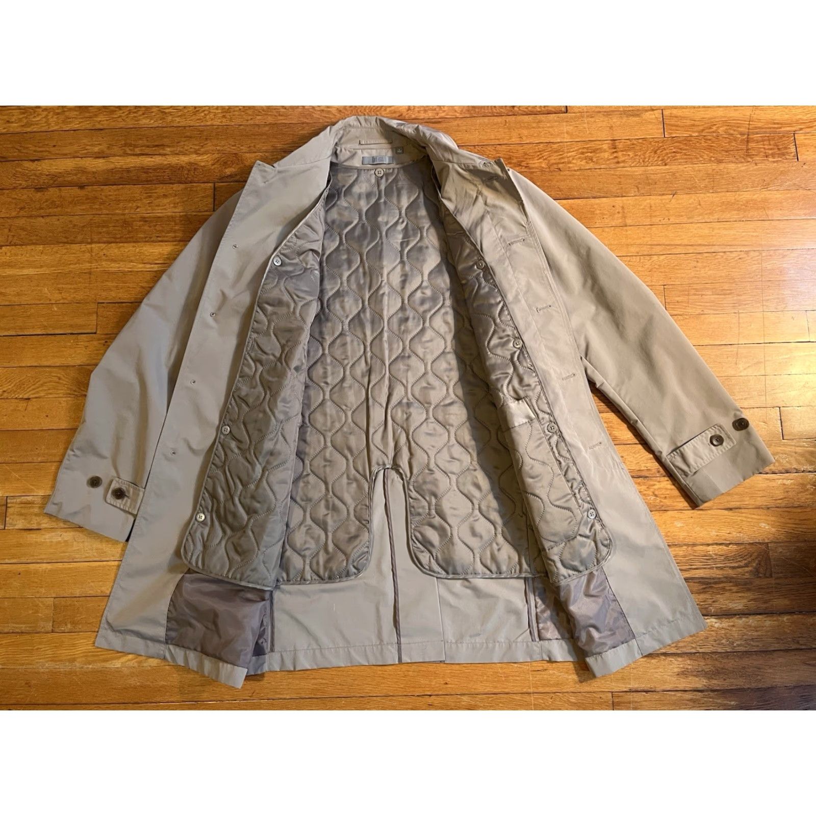Uniqlo Uniqlo Trench Coat Men’s L Beige Waterproof Beltless Long Coat Size US L / EU 52-54 / 3 - 3 Thumbnail