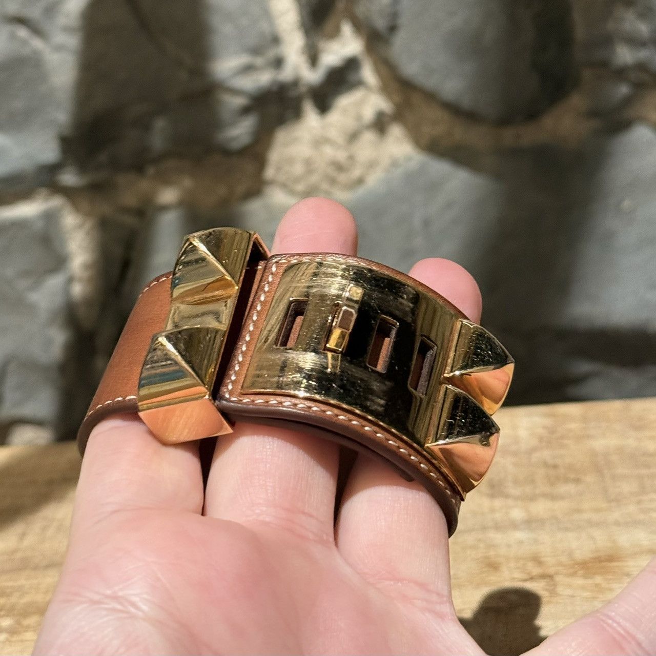 Hermes Hermès Barenia Leather Collier de Chien GHW Bracelet - SMALL Size ONE SIZE - 7 Thumbnail