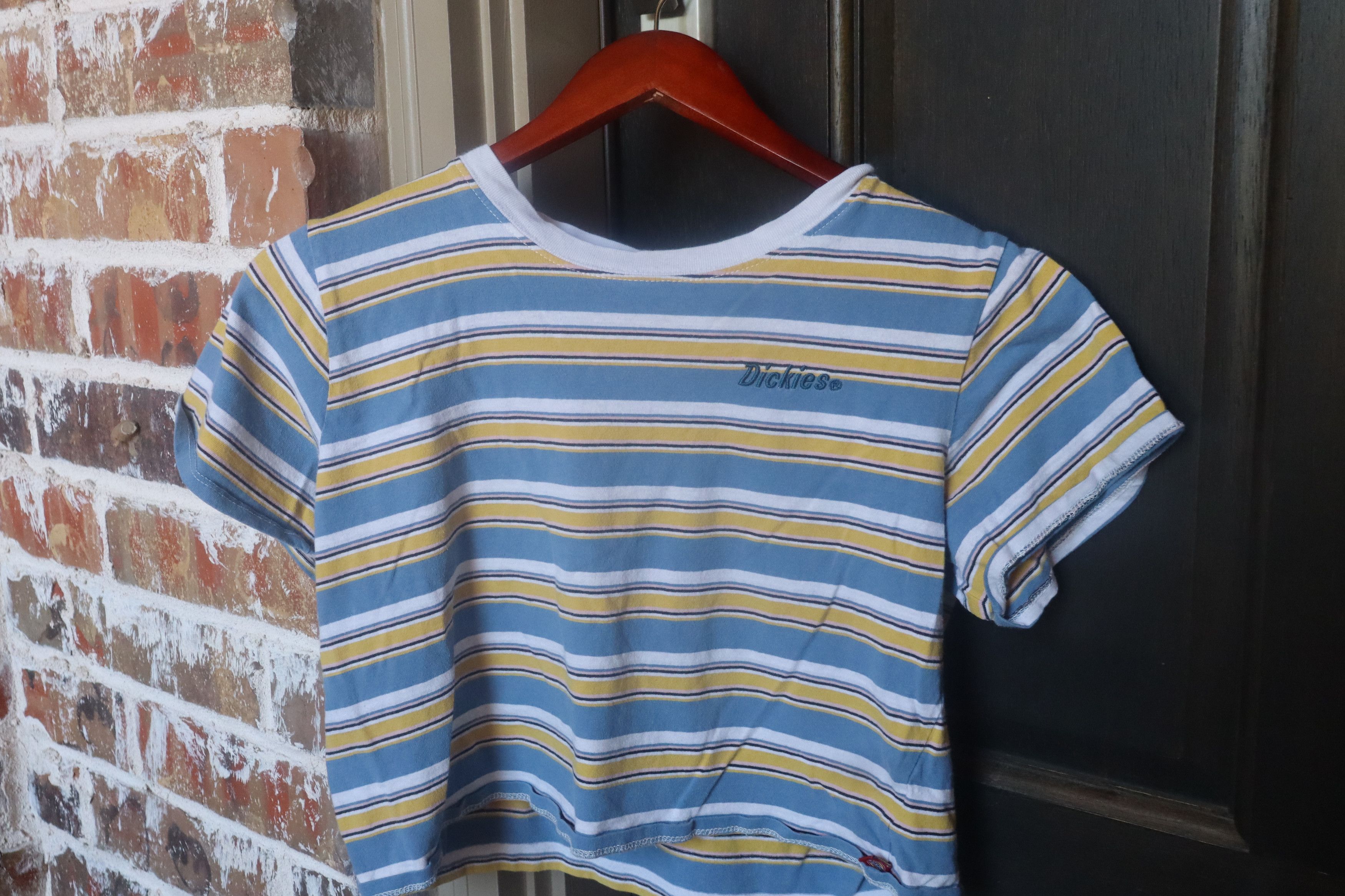Dickies Dickies Blue And Yellow Striped Cropped Top Size ONE SIZE - 1 Thumbnail