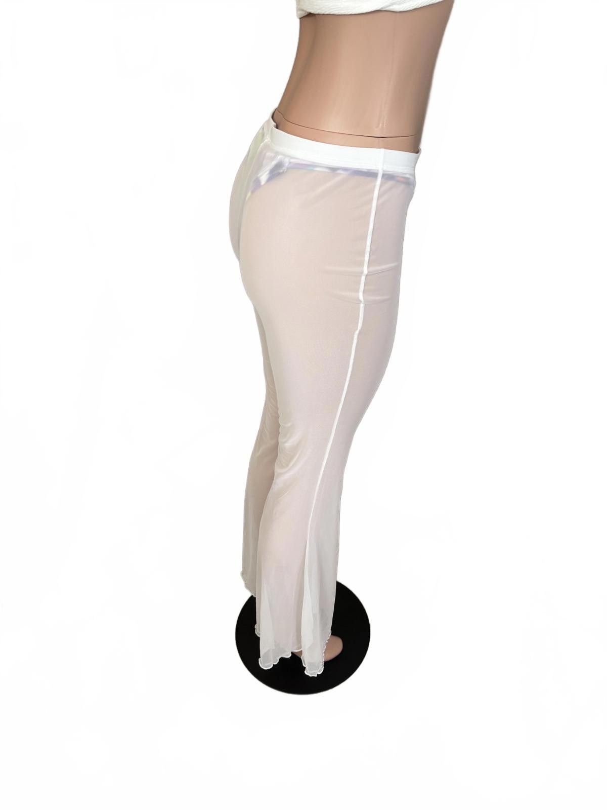Other Sheer White Bathing Suit Coverup Mesh Flared Pants. Size M. Size 32" / US 10 / IT 46 - 7 Thumbnail