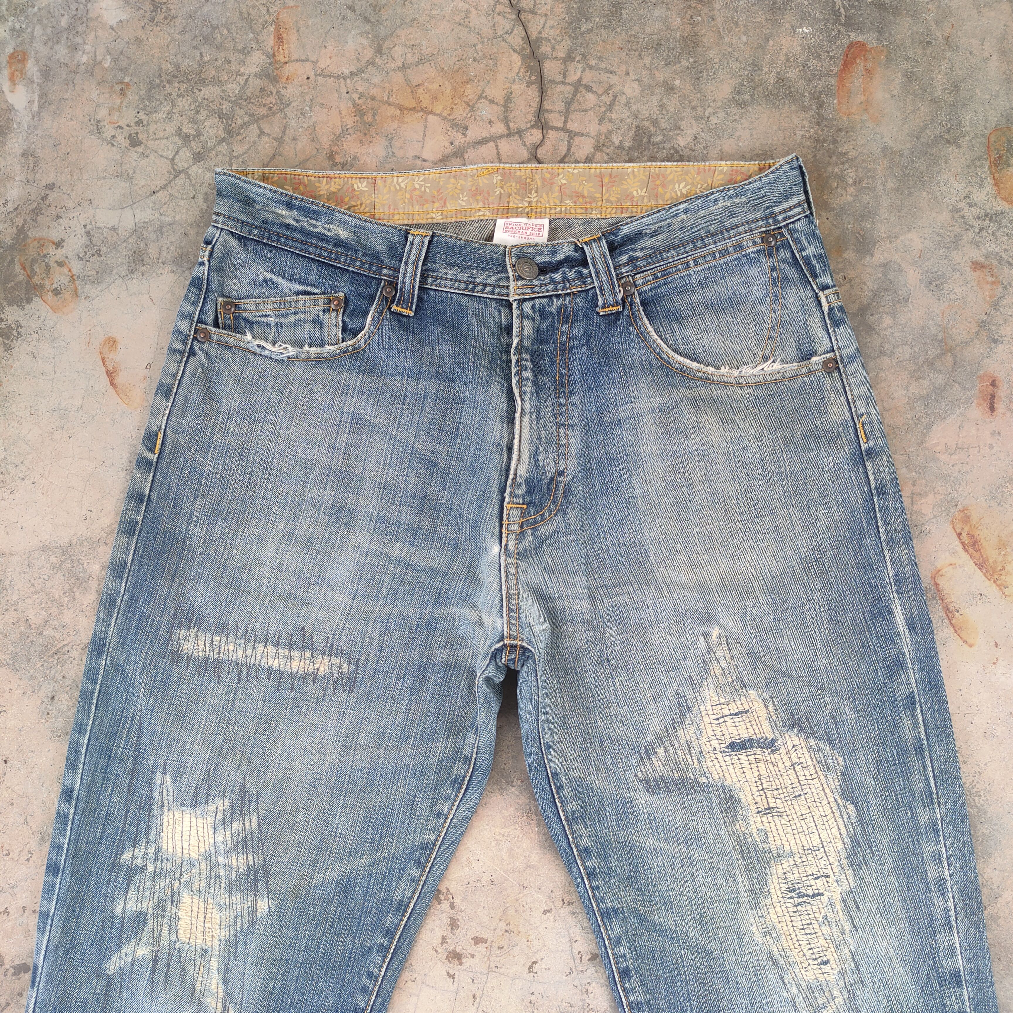 Japanese Brand # VINTAGE JAPANESE FADED DISTRESSED JEAN DENIM PANTS Size US 34 / EU 50 - 3 Thumbnail