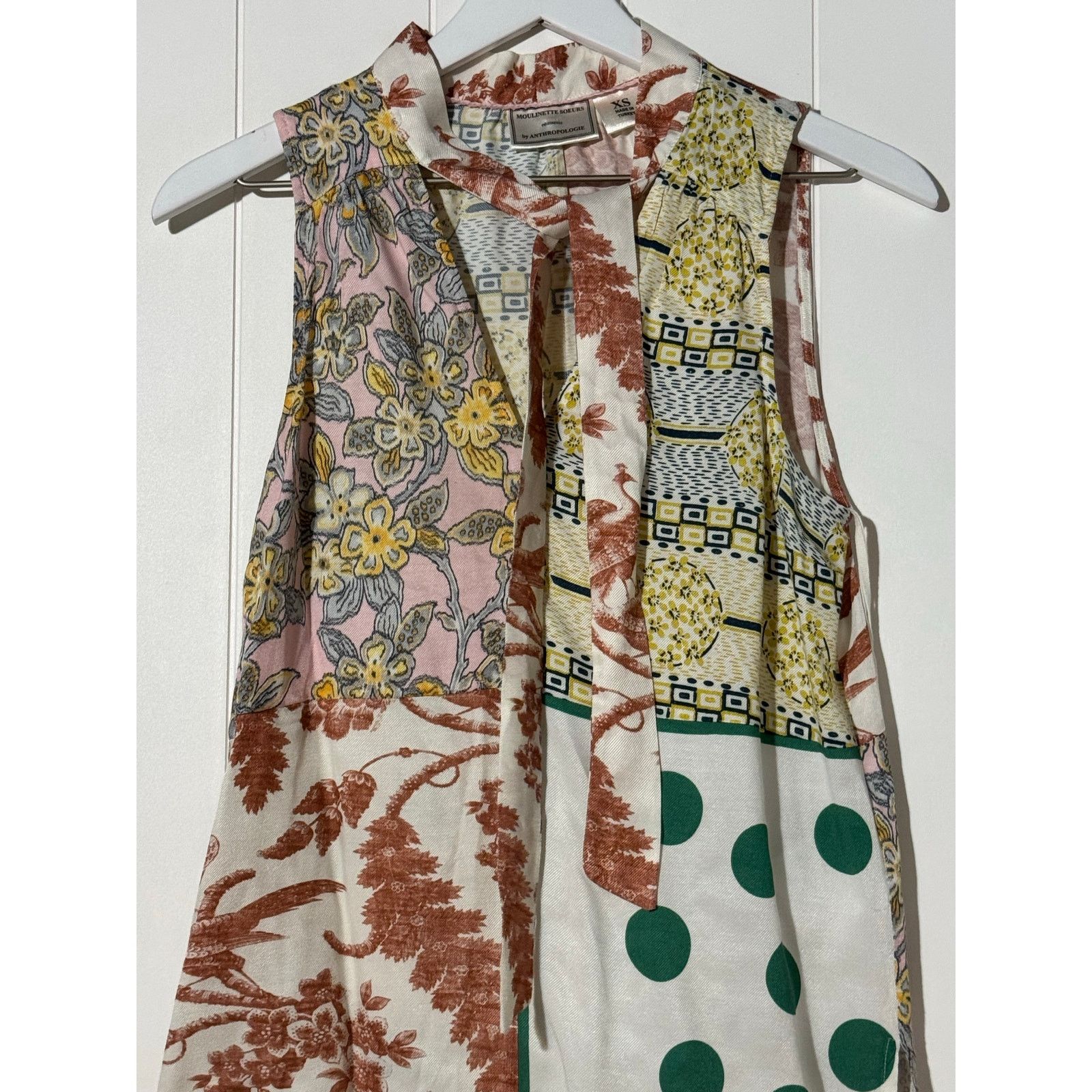 Anthropologie Anthropologie Moulinette Soeurs Patchwork Blouse XS Size XS / US 0-2 / IT 36-38 - 5 Thumbnail