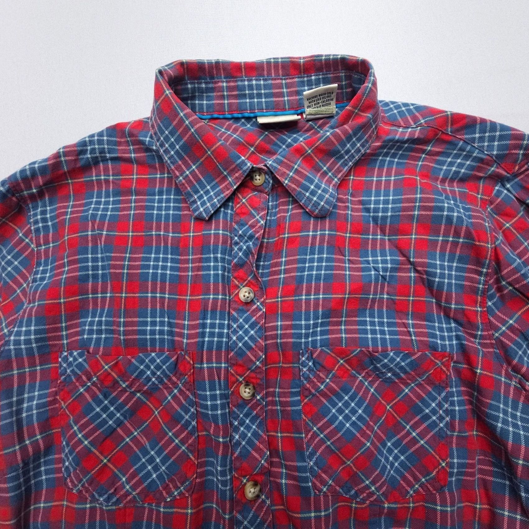 Vintage L.L. Bean Lightweight Flannel Shirt Womens Small Red Blue Plaid Button-Up Casual Size S / US 4 / IT 40 - 4 Thumbnail