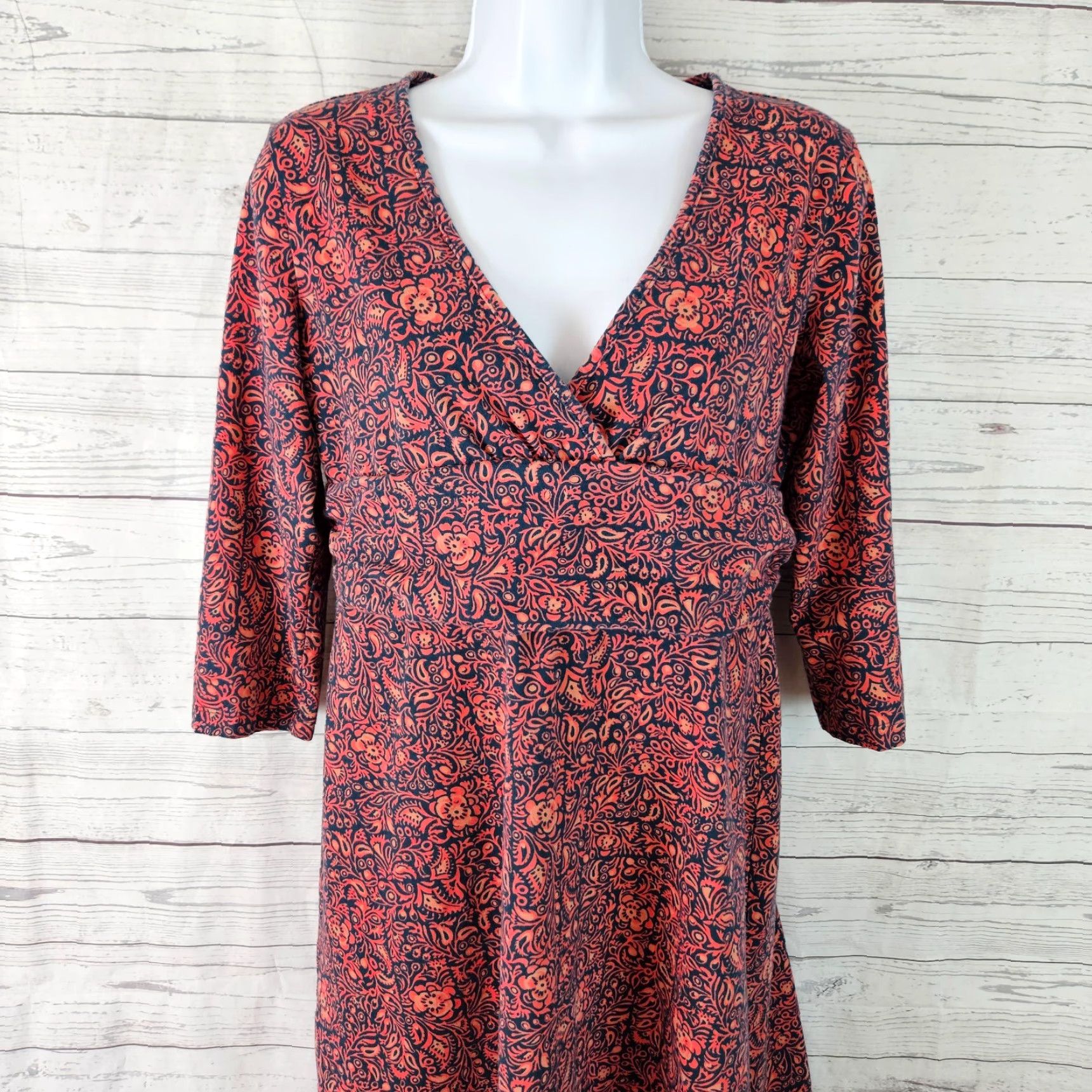 Patagonia Patagonia Womens Margot Dress L Floral 3/4 Sleeve Organic Cotton Pink Teal Blue Knee Length Womens Matted? Size L / US 10 / IT 46 - 2 Thumbnail