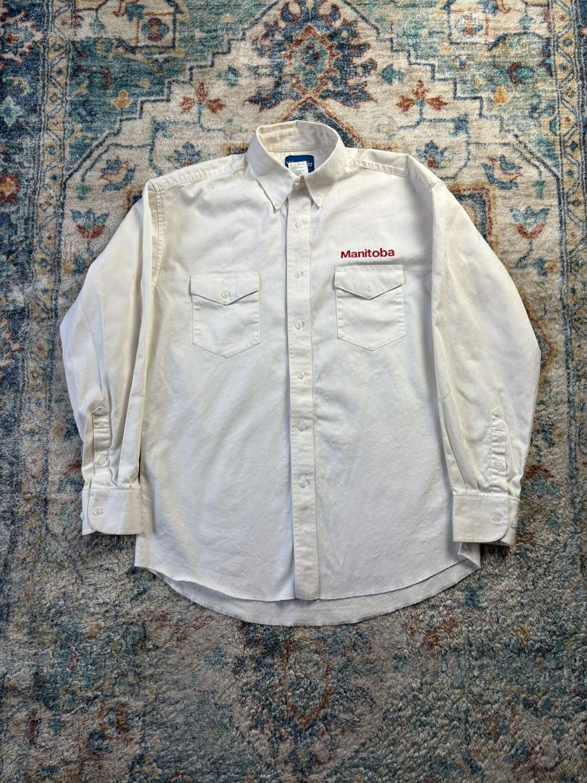 Wrangler Vintage Wrangler Manitoba White Button-up Shirt Size XL Size US XL / EU 56 / 4 - 1 Thumbnail