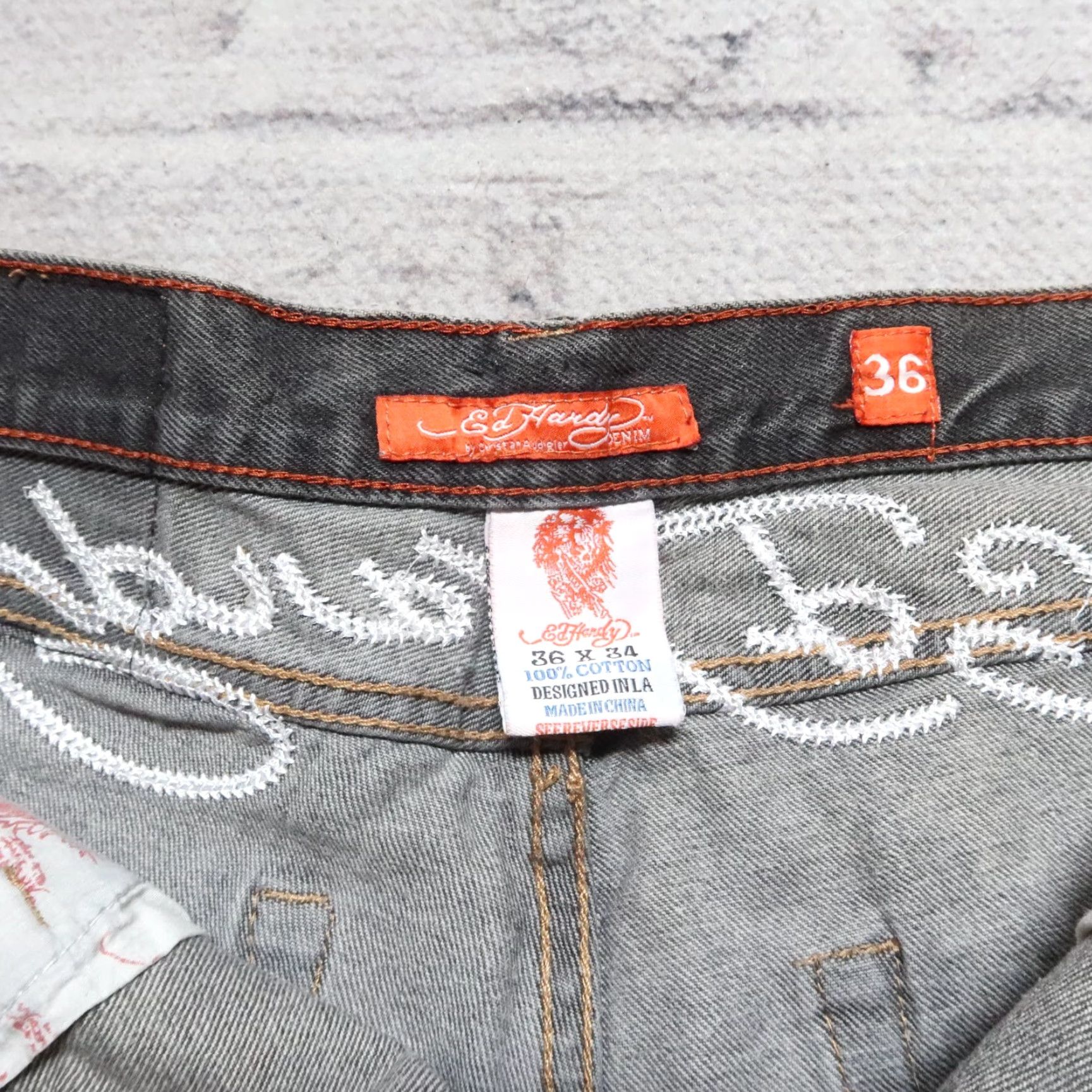 Ed Hardy Ed Hardy Jeans by Christian Audigier Big Logo Denim Jeans Mens 34x31 Black Baggy Vintage Skull Roses Size US 34 / EU 50 - 7 Thumbnail