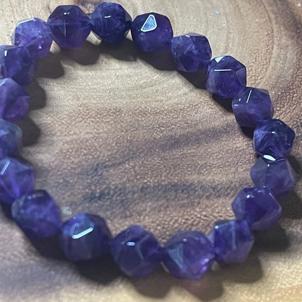 Other Amethyst purple diamond stretch beaded bracelet 7” crystal h Size ONE SIZE - 2 Thumbnail