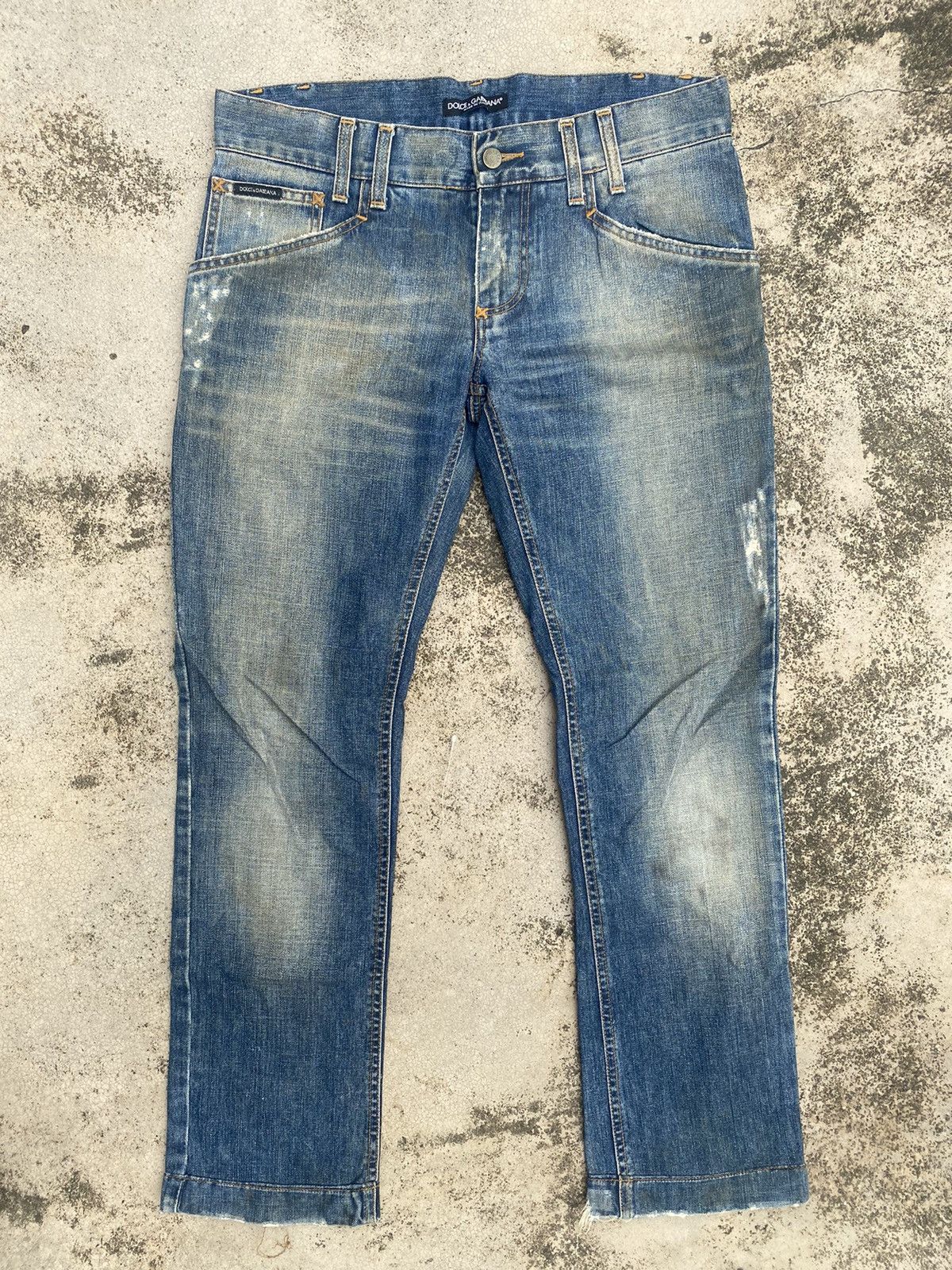 Dolce & Gabbana Embroidered Faded Jeans