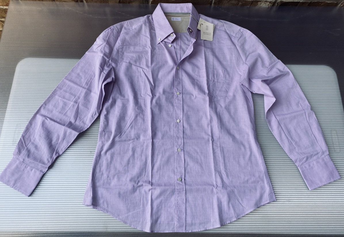 Brunello Cucinelli Brunello Cucinelli 🇮🇹 Royal Lilac Dress Shirt XXL NWT Size US XXL / EU 58 / 5 - 1 Thumbnail