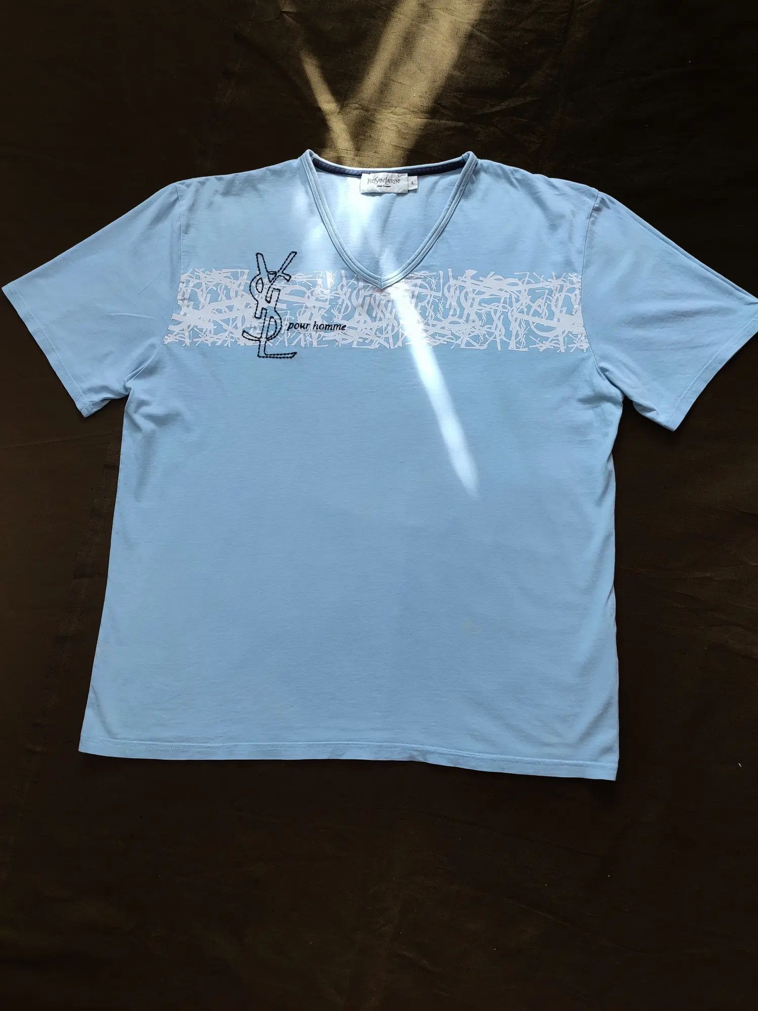 Yves Saint Laurent Vintage Ysl embroider Logo v-neck t-shirt Size US XL / EU 56 / 4 - 2 Thumbnail
