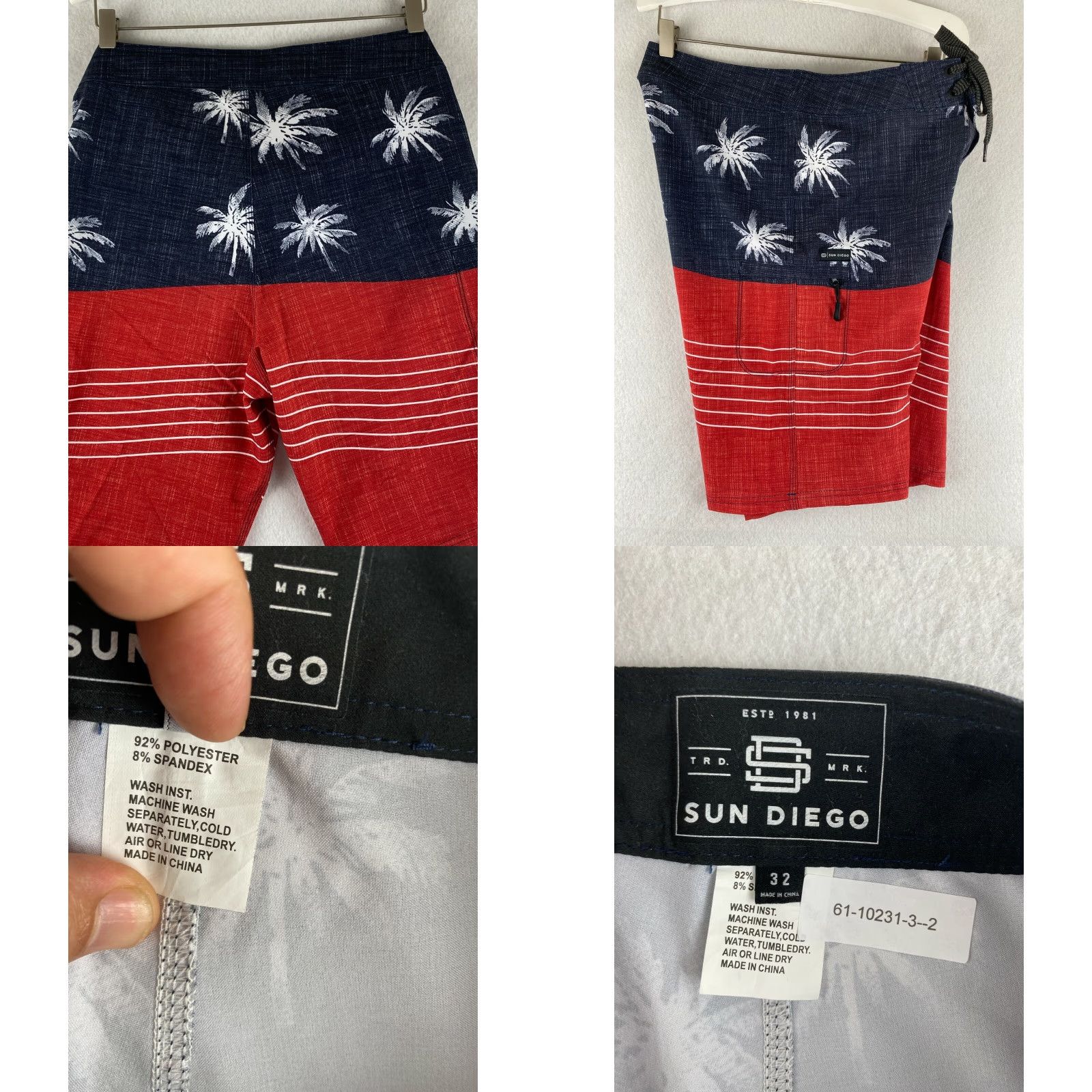 Vintage Sun Diego Board Shorts Mens 32 Surf Shorts Palm Trees Swim Trunks Beach Beachwear Board Shorts Sun Diego Mens 32 Blue Size US 32 / EU 48 - 8 Thumbnail