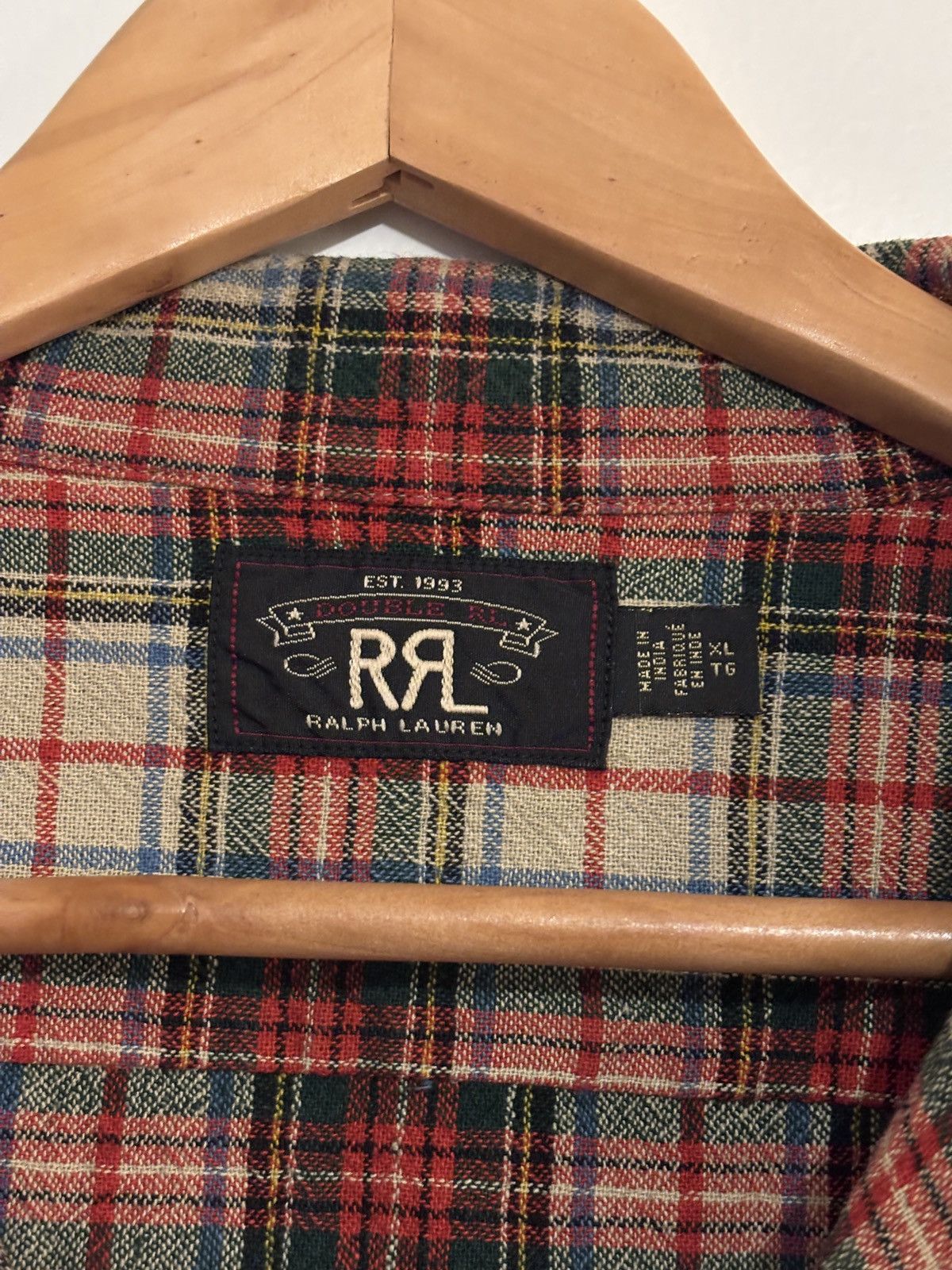 RRL Ralph Lauren Double RL RRL Flannel Universal Red Beige Plaid Camp Shirt Size US XL / EU 56 / 4 - 4 Thumbnail