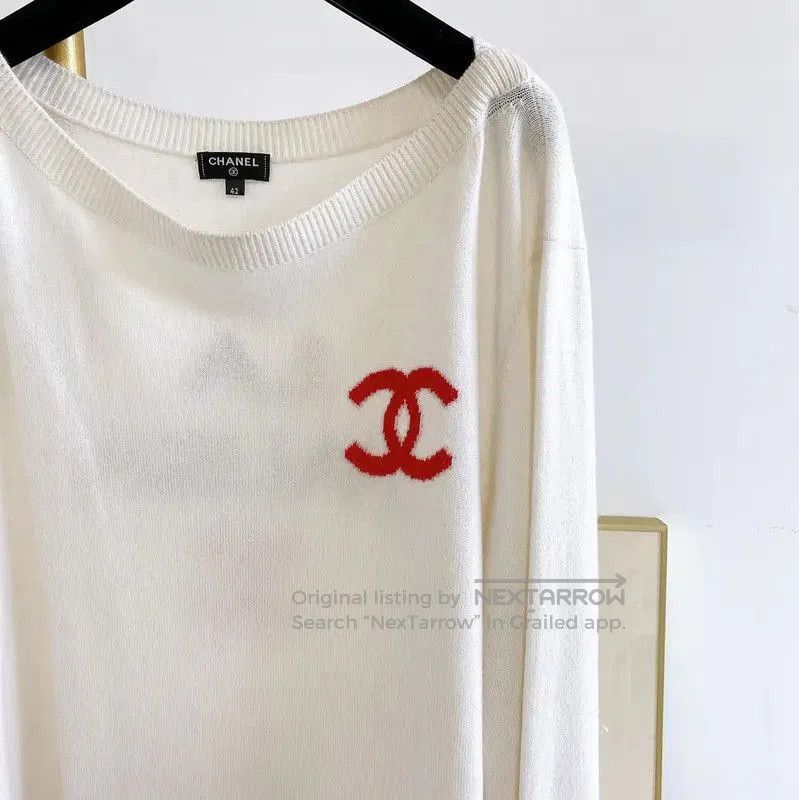 Chanel Chanel Embroidered White Cashmere Sweater for Women . Size XL / US 12-14 / IT 48-50 - 4 Thumbnail