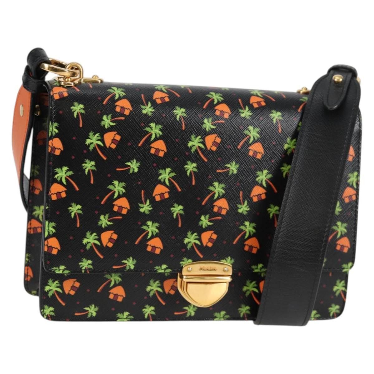 Prada PRADA Shoulder Bag Leather Black Gold Size ONE SIZE - 1 Thumbnail
