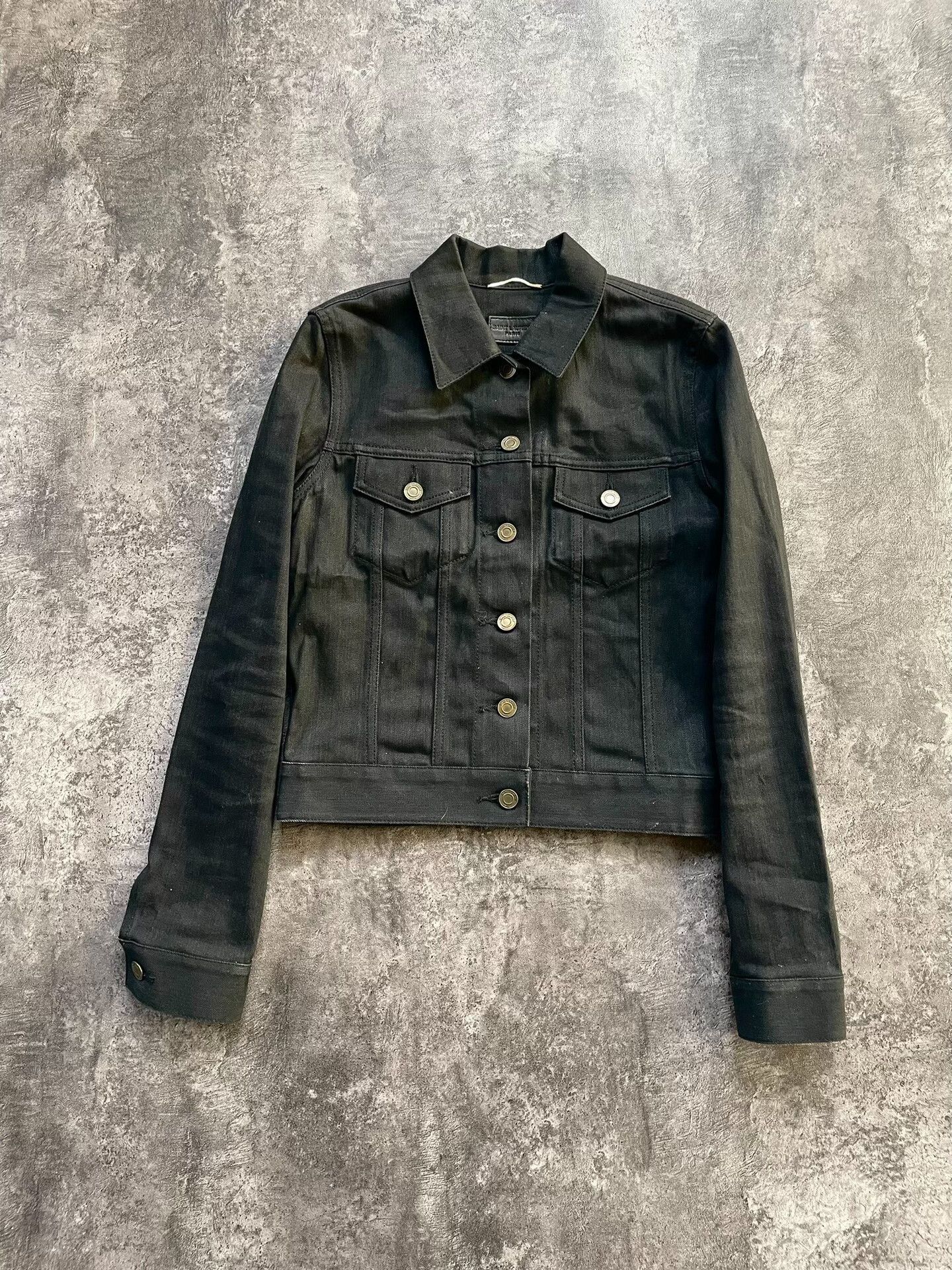 Saint Laurent Paris saint laurent waxed black denim jacket. Size US S / EU 44-46 / 1 - 1 Thumbnail