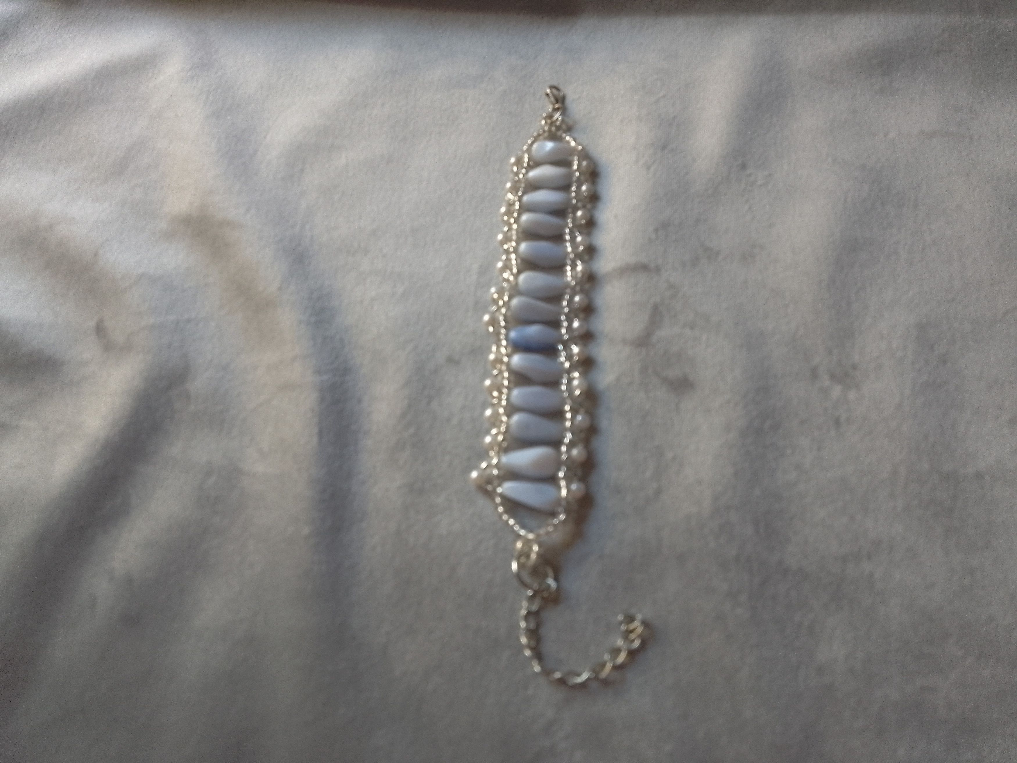 Handmade Bracelet Blue Gemstones Tumbled Quartz Elegant Size ONE SIZE - 2 Thumbnail