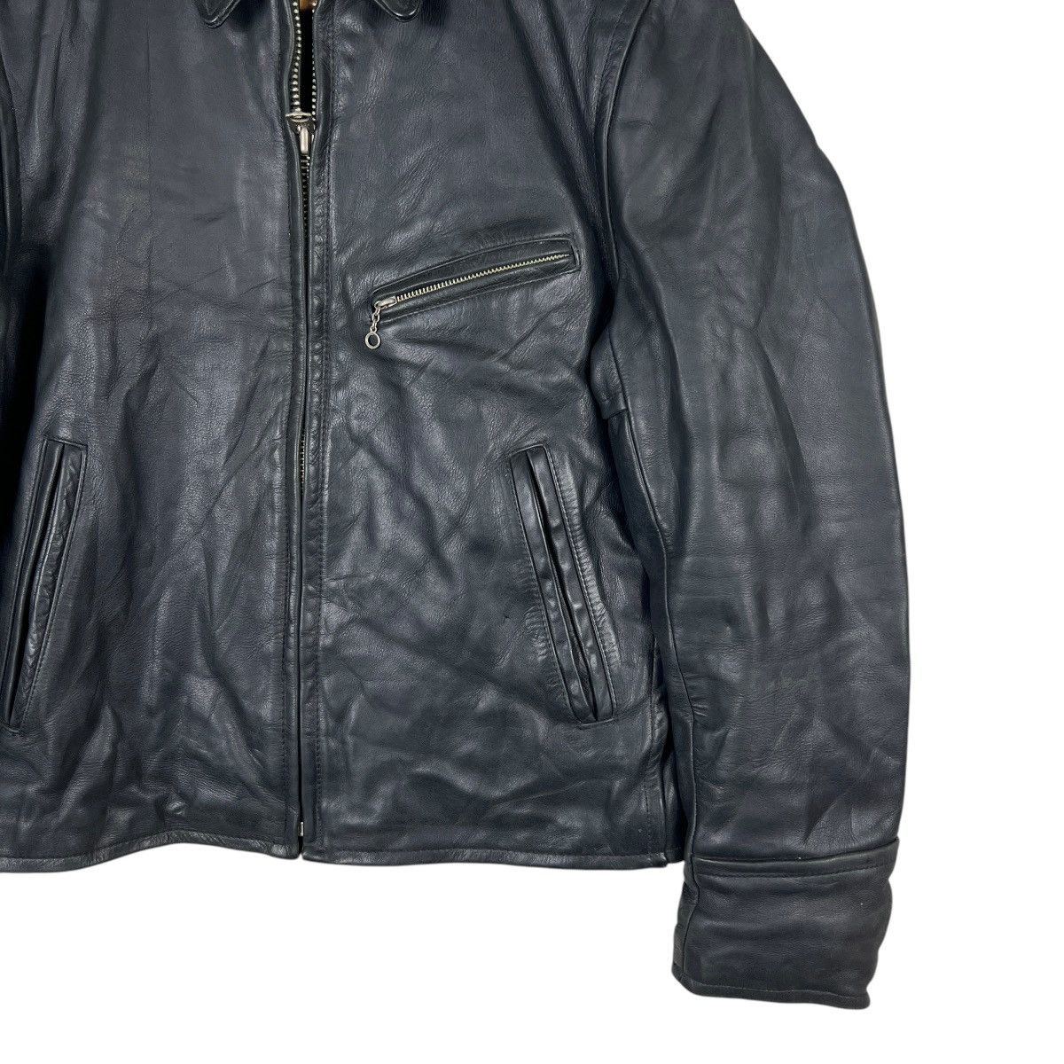 Genuine Leather 🔥 R.B.C LEGEND STEERHIDE REAL LEATHER CAFE RACER JACKET Size US S / EU 44-46 / 1 - 6 Thumbnail