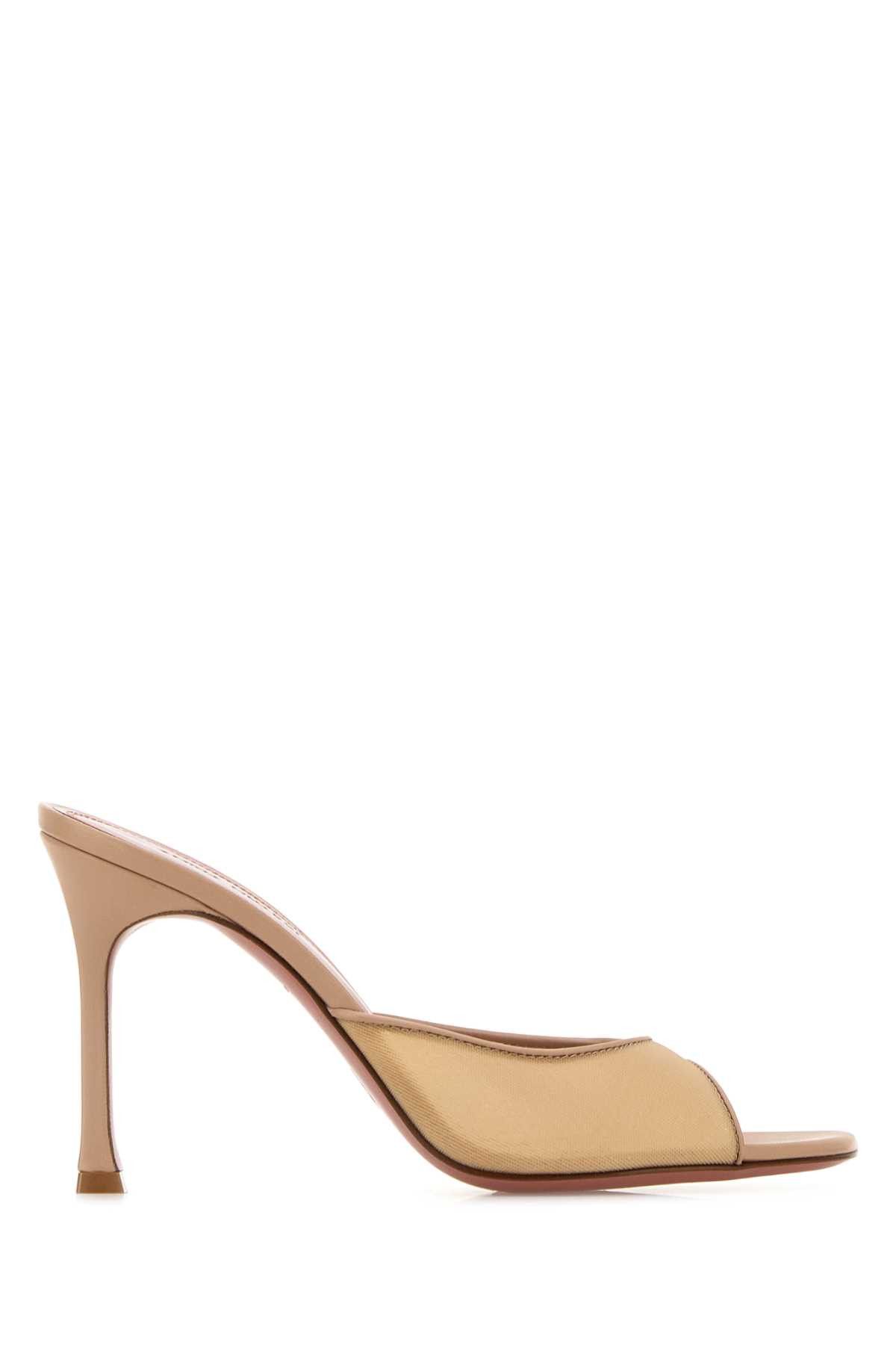 Amina Muaddi Skin Pink Mesh Alexa Mules Size US 6 / IT 36 - 1 Thumbnail