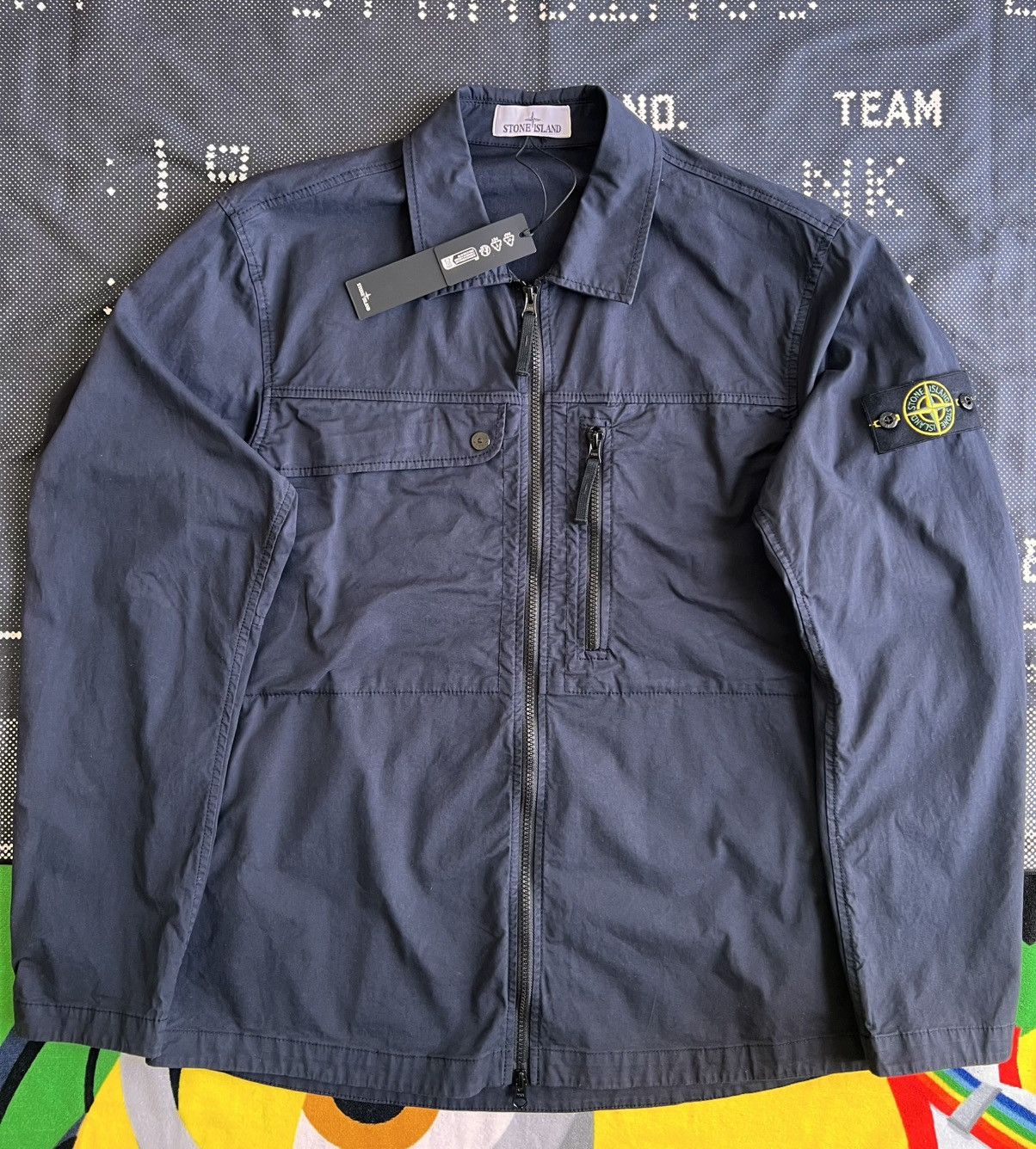 Stone Island XL Stone Island Overshirt Cotton Stretch Navy blu jacket zip Size US XL / EU 56 / 4 - 11 Thumbnail