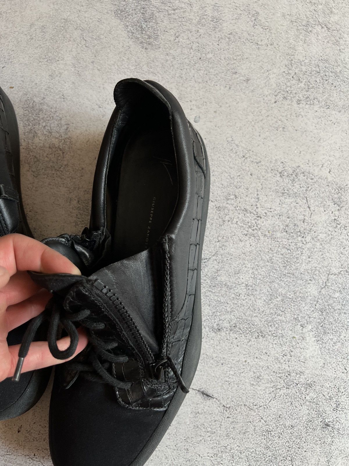 Giuseppe Zanotti × Vintage Giuseppe Zanotti Snake skin leather zip sneakers shoes Size US 13 / EU 46 - 6 Thumbnail