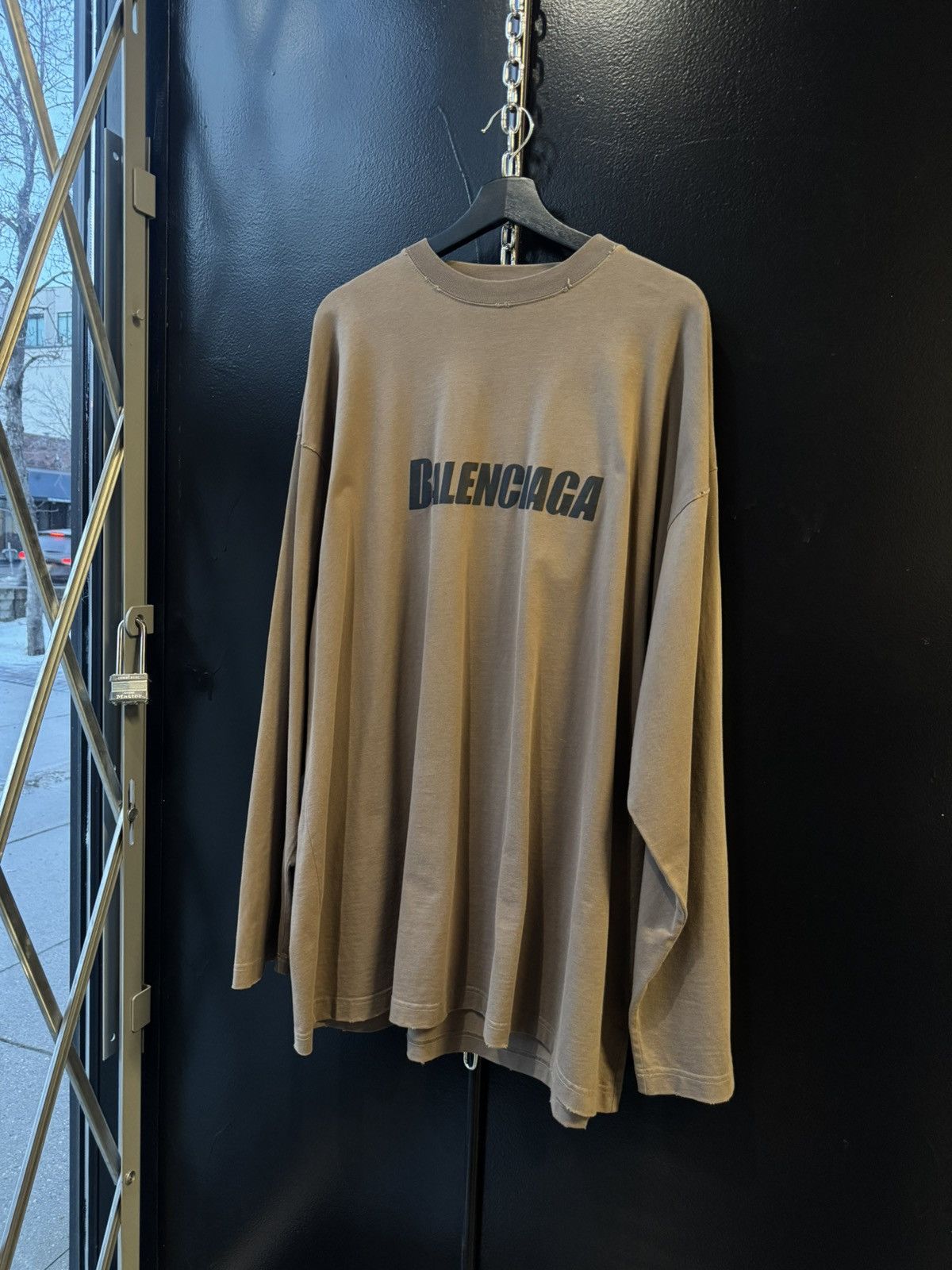 Balenciaga logo print taupe longsleeve