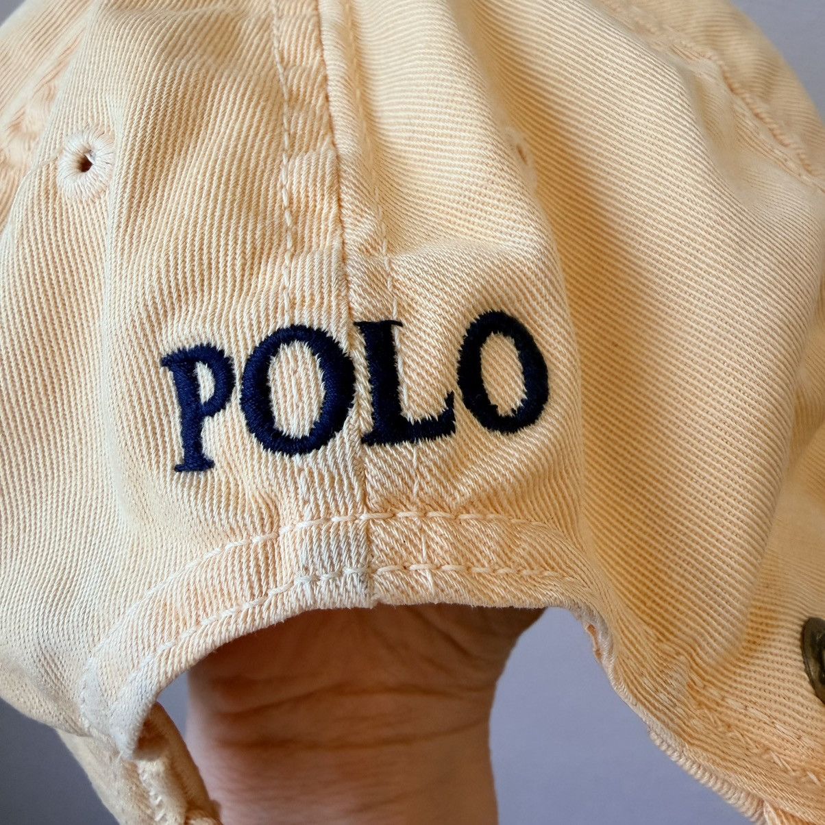 Polo Ralph Lauren Vintage Polo Ralph Lauren Yellow Chino Cap Navy Pony USA Size ONE SIZE - 14 Thumbnail
